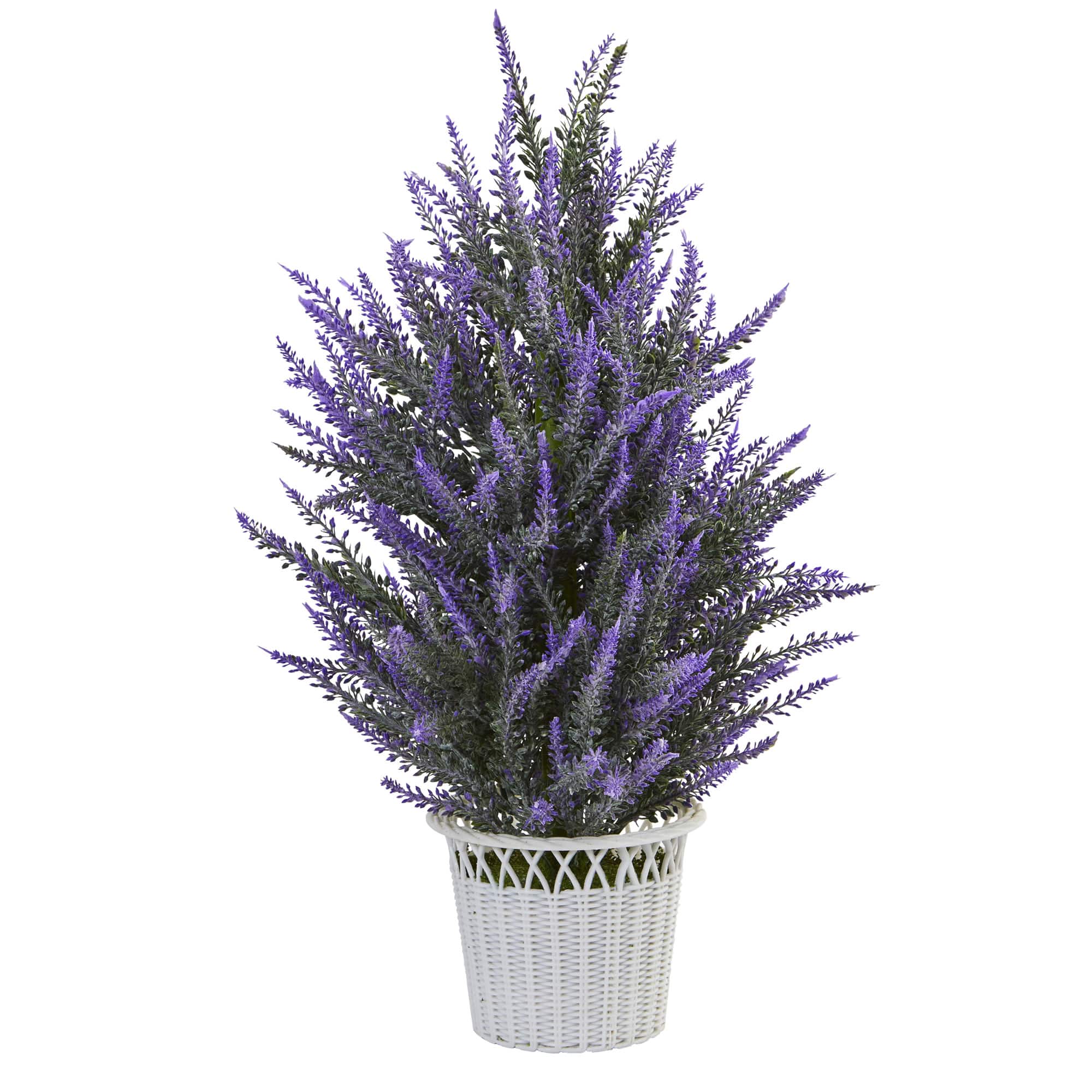 22" Lavender Artificial Plant in White Wicker Planter