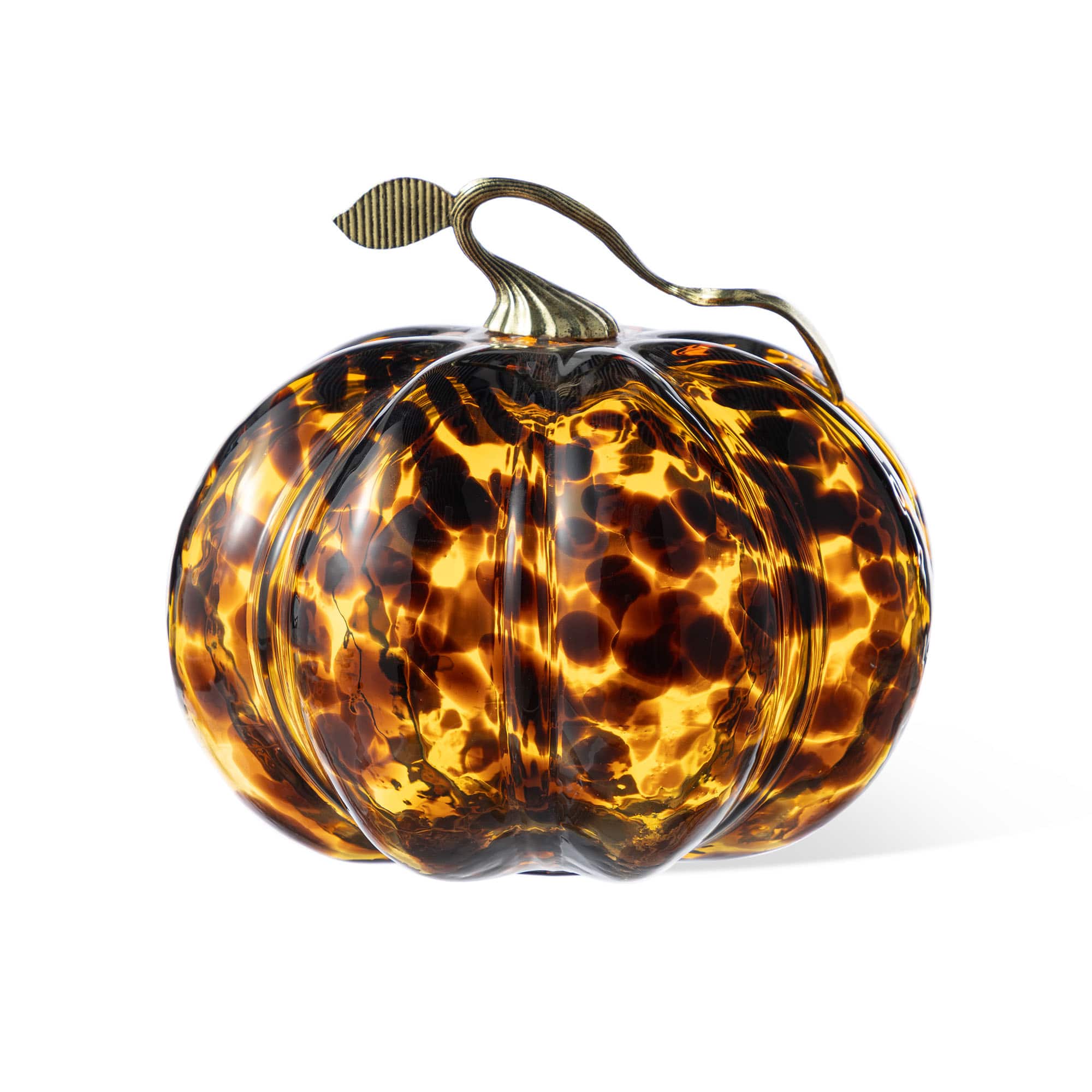 Glitzhome&#xAE; Amber Dots Glass Pumpkin