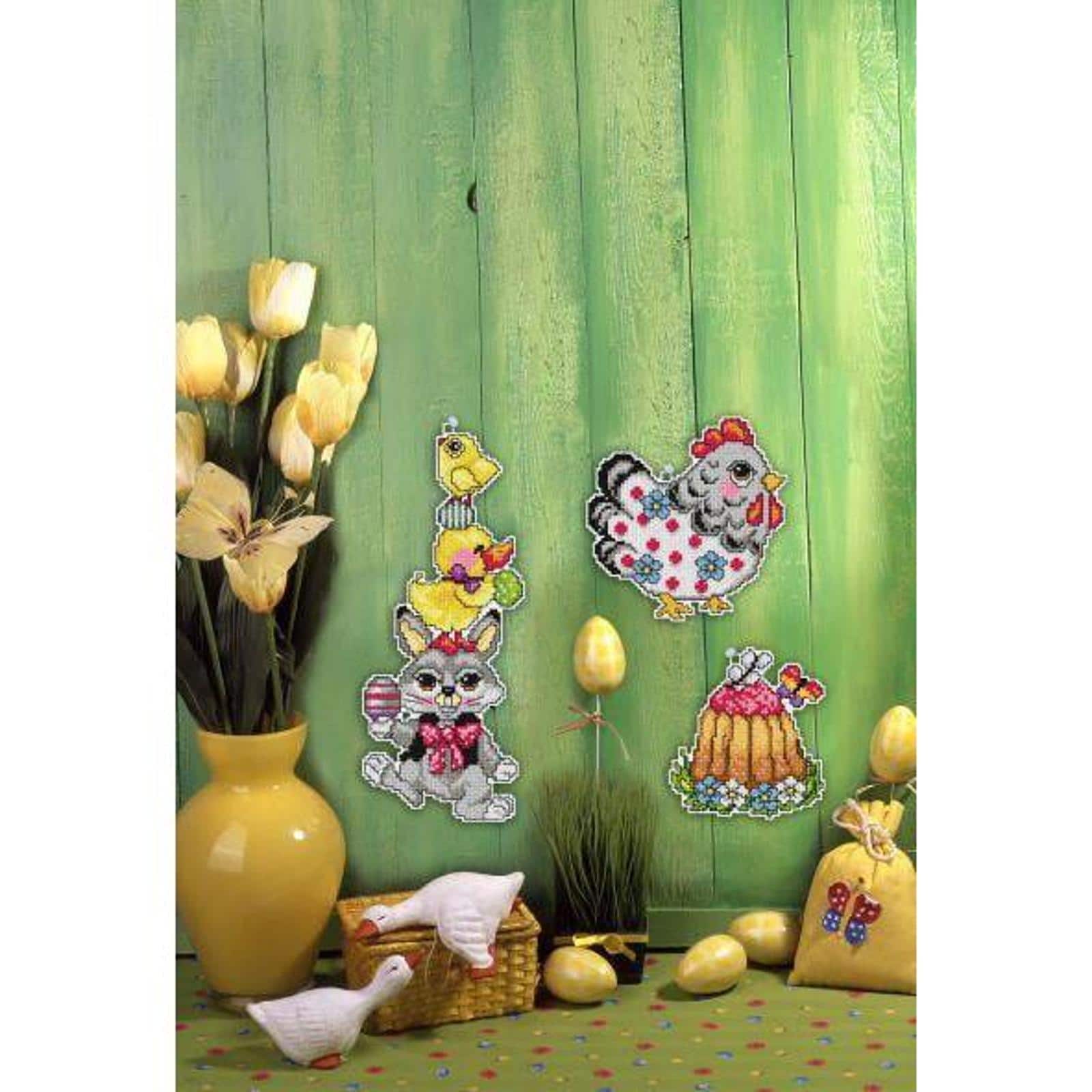 Orchidea Plastic Canvas Counted Cross Stitch Kit With Plastic Canvas Easter Set of 3 Designs