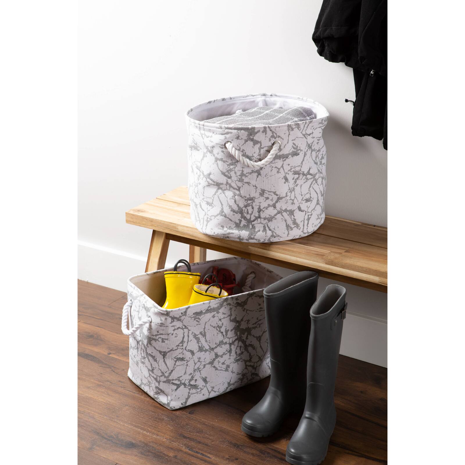 DII® Medium Rectangle Marble White Polyester Bin