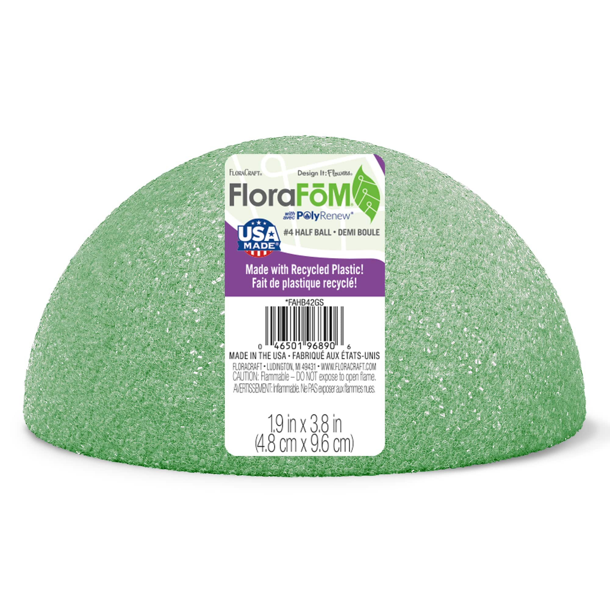 Floracraft Styrofoam Half Ball Arranger, Green, 1.88 x 3.88