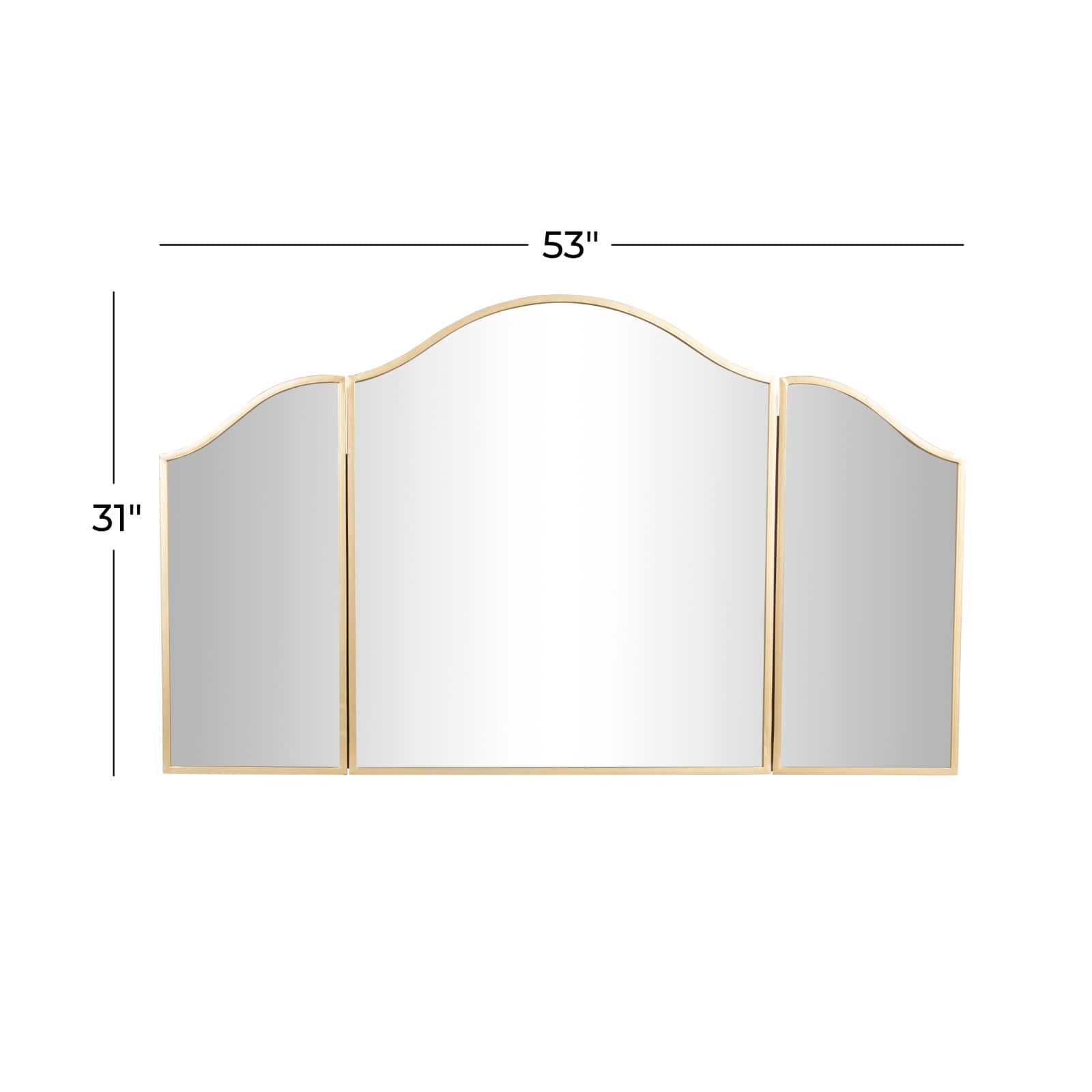 31'' Gold Traditional Metal Trifold Wall Mirror