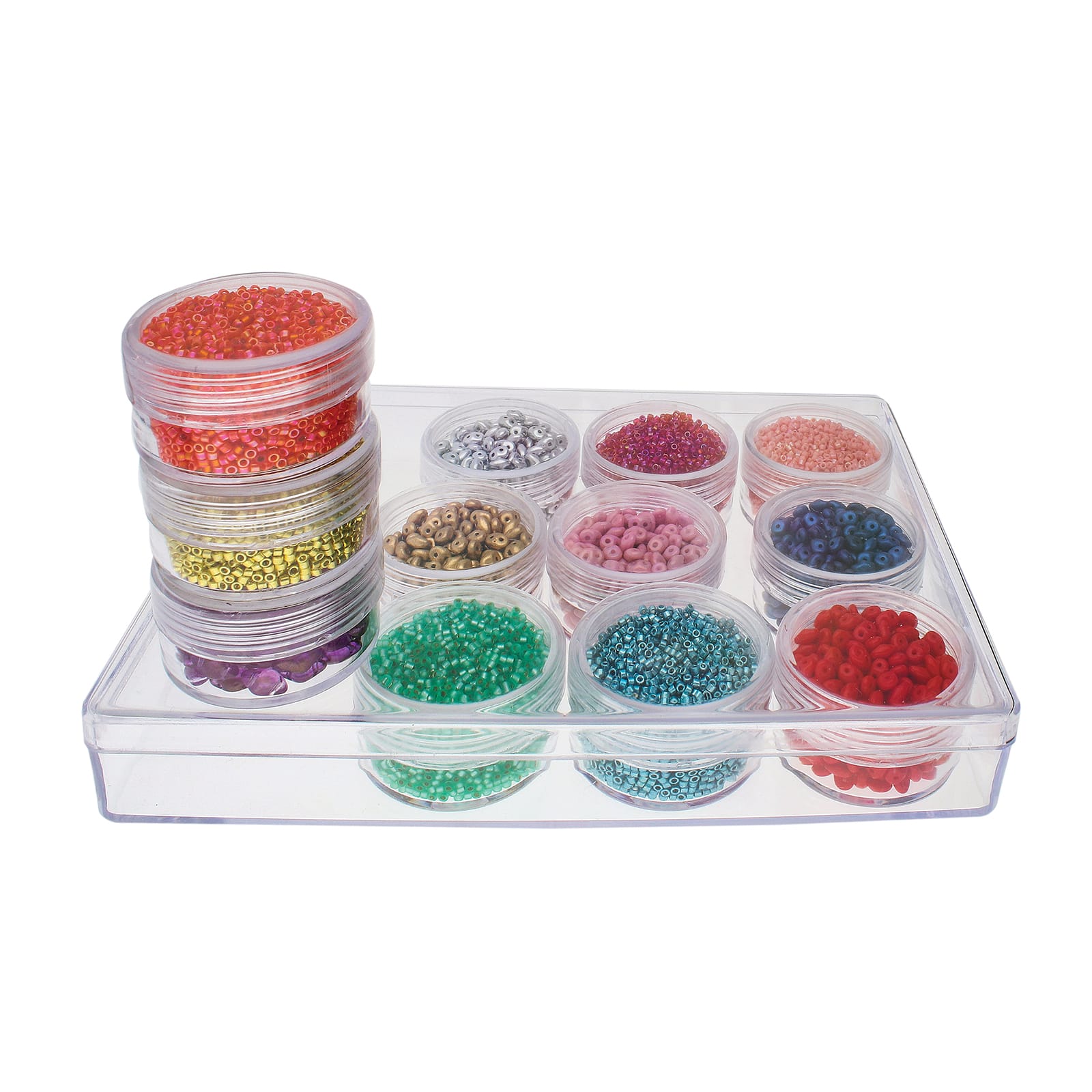 The Beadsmith&#xAE; 6.5&#x27;&#x27; x 5&#x27;&#x27; x 1&#x27;&#x27; Clear Storage Box with Jars