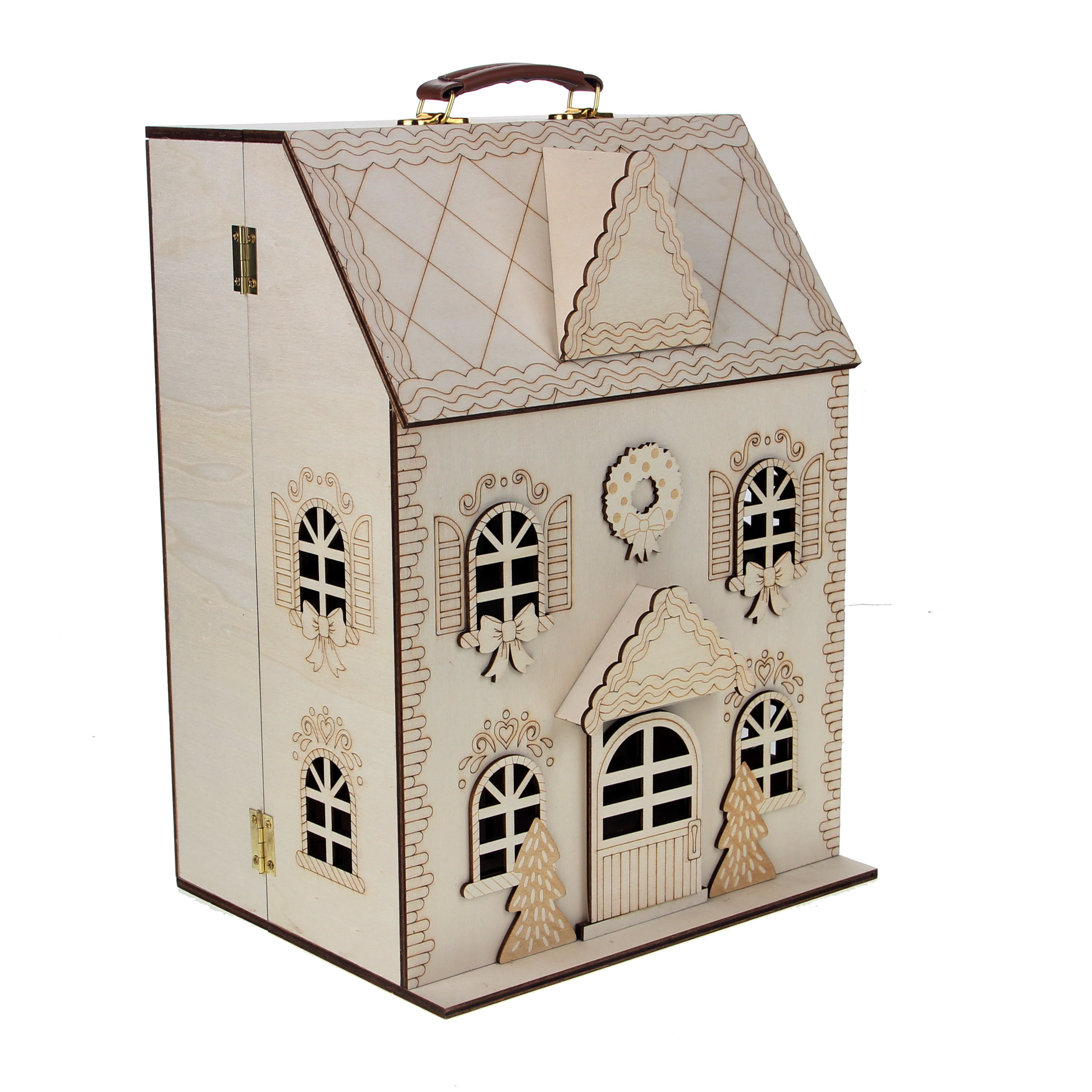 12.25&#x22; Unfinished Winter Home DIY Wood Dollhouse by Make Market&#xAE;