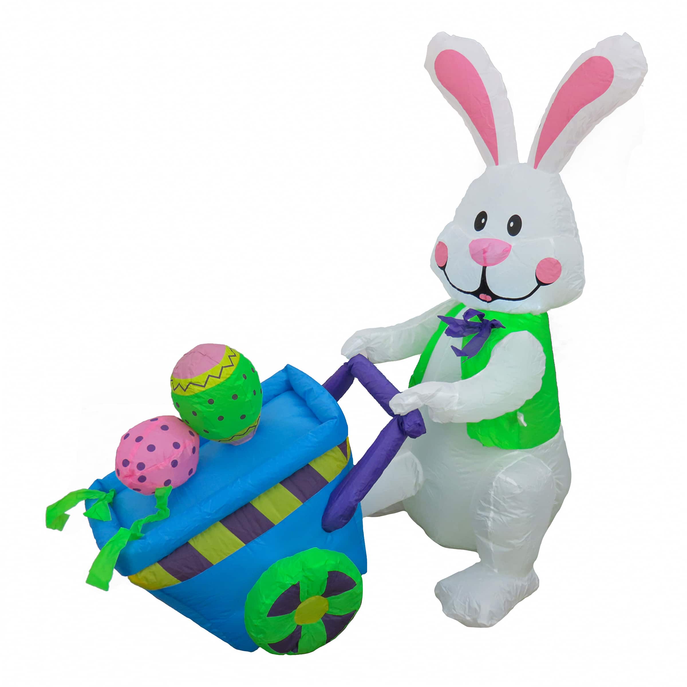 4ft. Inflatable Easter Bunny with Wheelbarrow