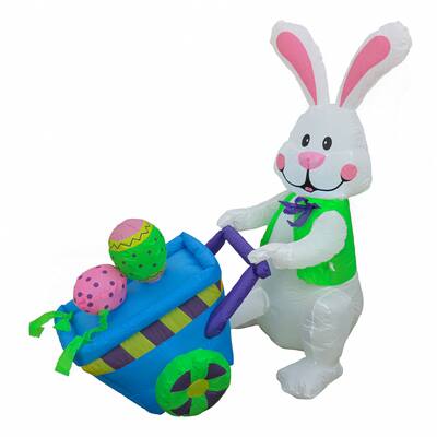 4ft. Inflatable Easter Bunny with Wheelbarrow | Michaels