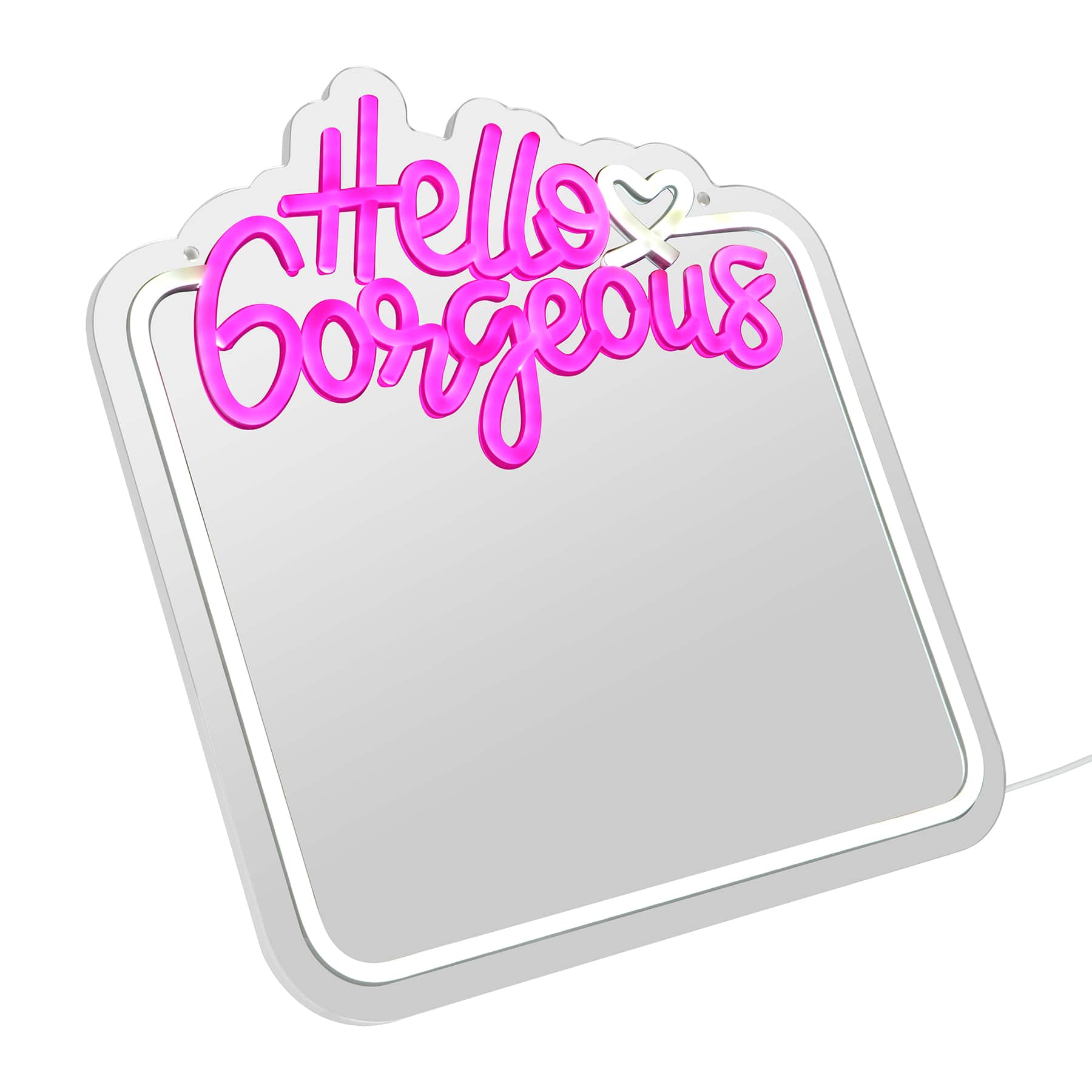 15&#x22; Pink &#x26; White LED Neon Light Hello Gorgeous Mirror by Ashland&#xAE;