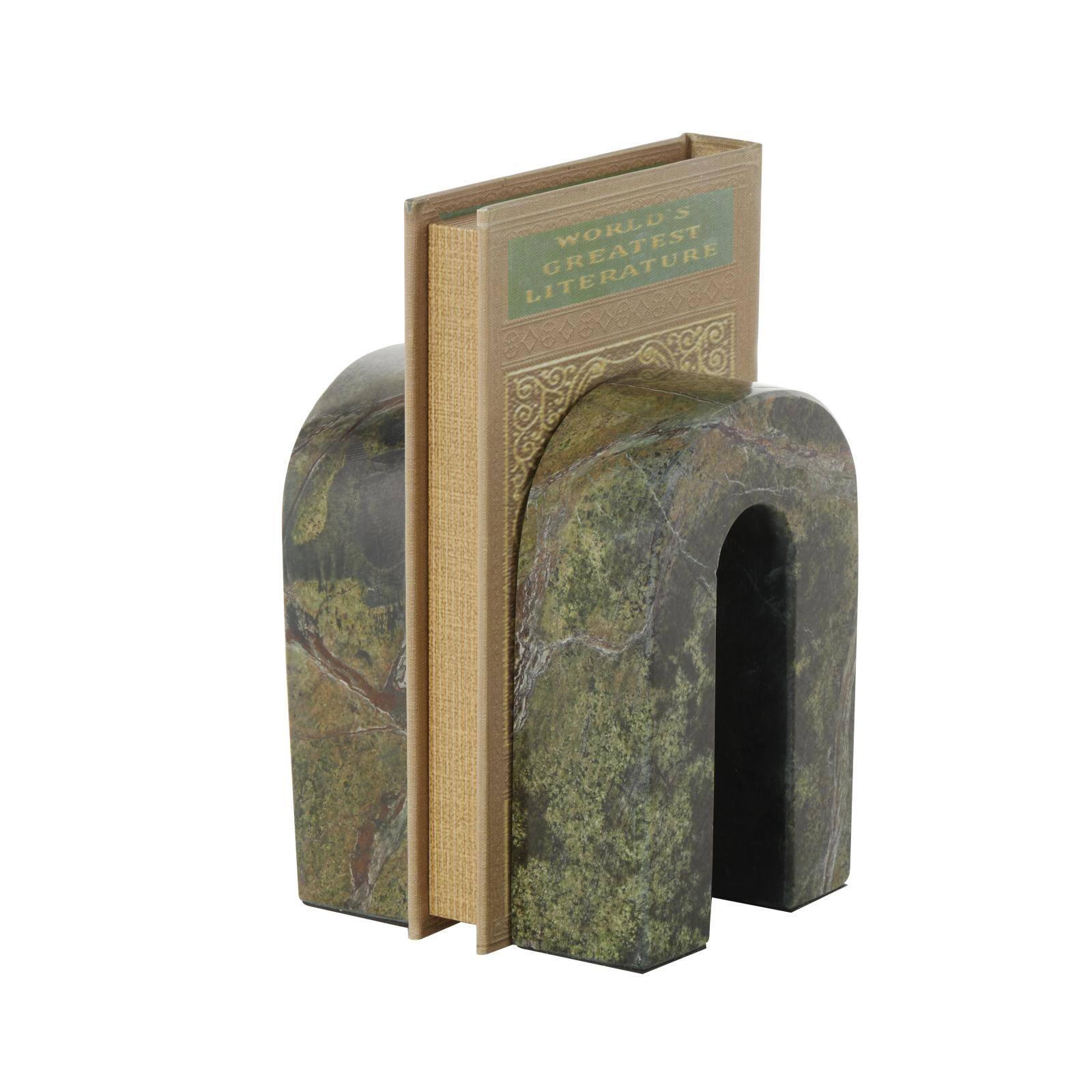 6" Green Marble Arched Bookend Set