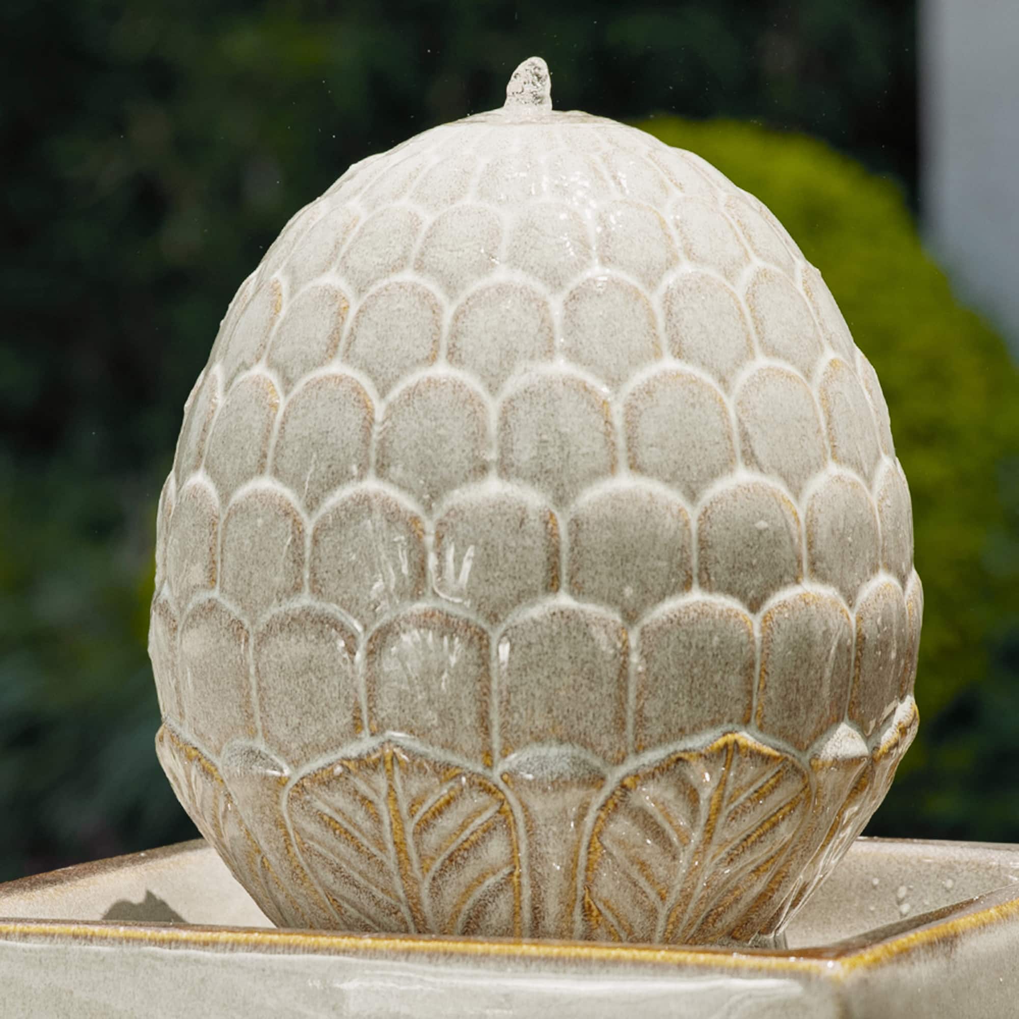 Glitzhome&#xAE; 36&#x22; Oversized Sand Beige LED Ceramic Pedestal Fountain
