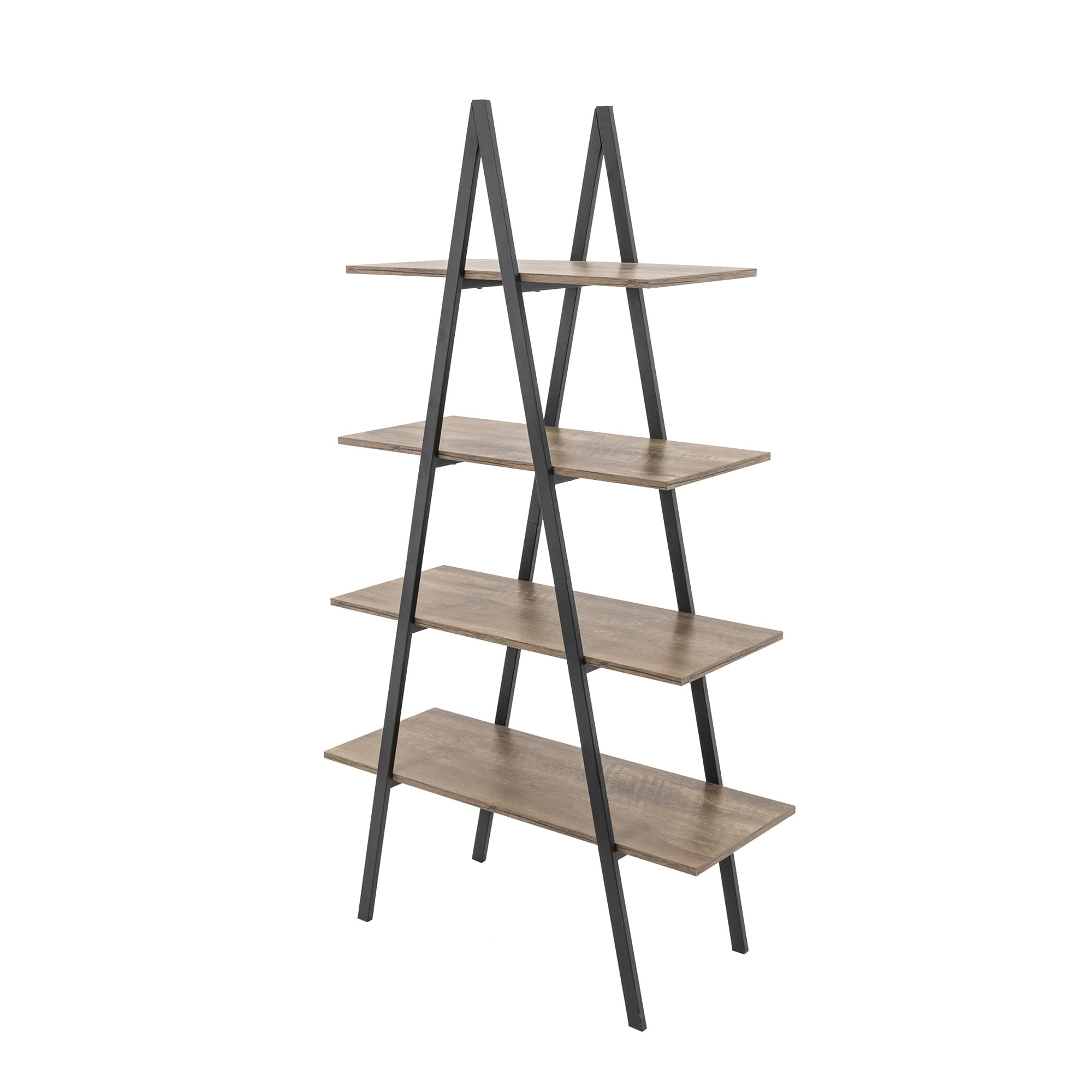 Glitzhome&#xAE; 5.5ft. Modern Industrial 4-Tier A-Frame Open Ladder Bookshelf