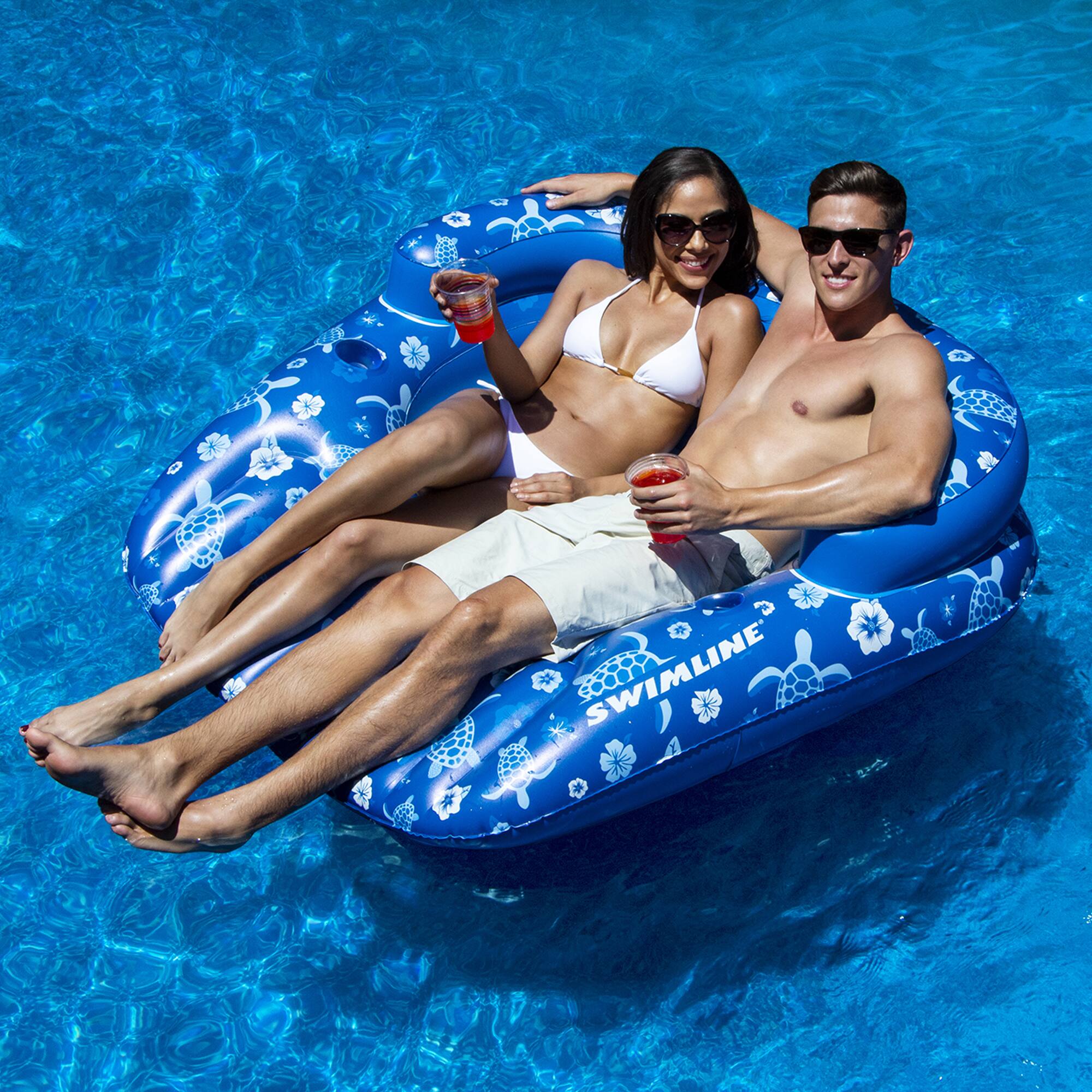 Swimline 58" Inflatable Tropical Blue Double Pool Lounger
