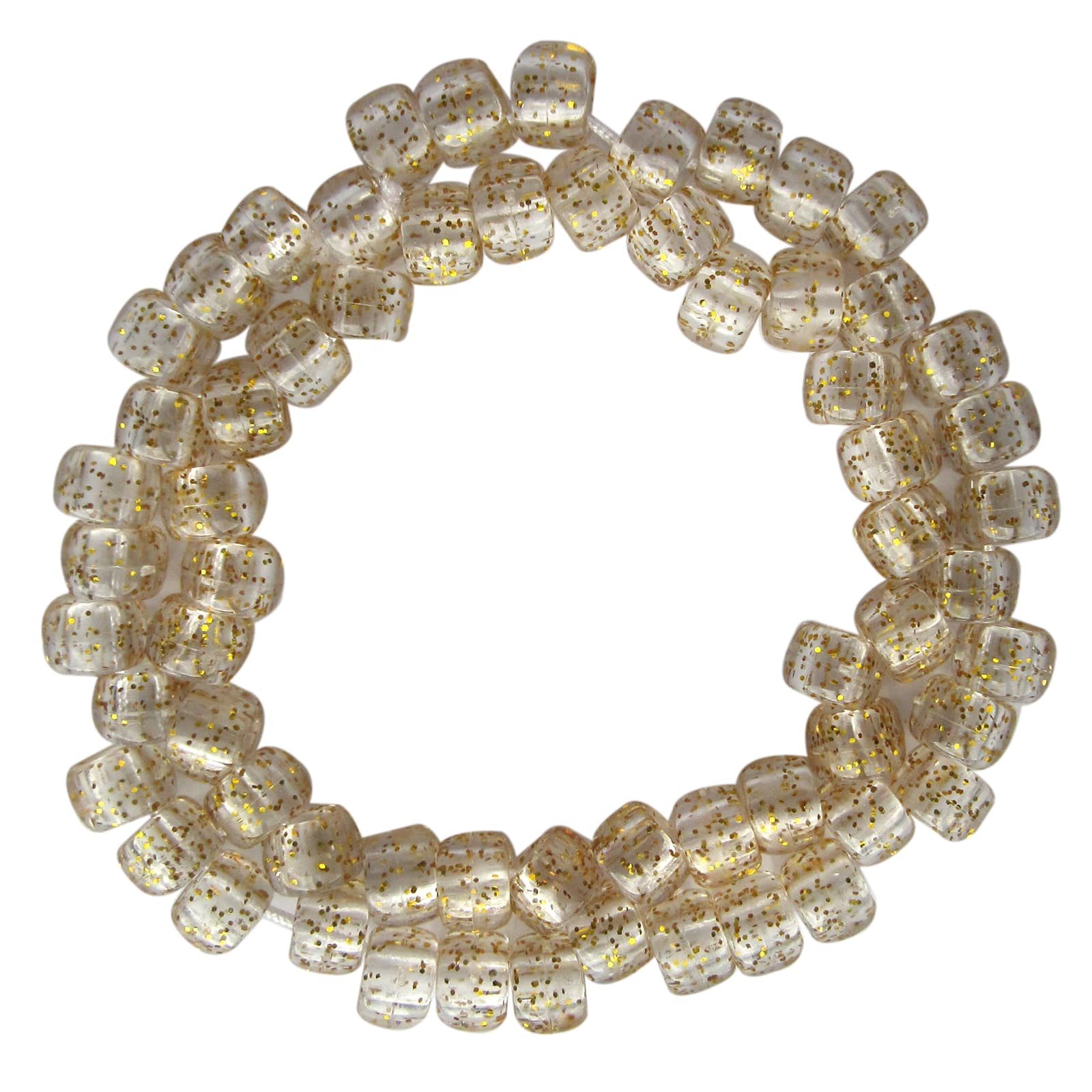 Pony Beads Transparent Glitter Gold 6mm X 9mm