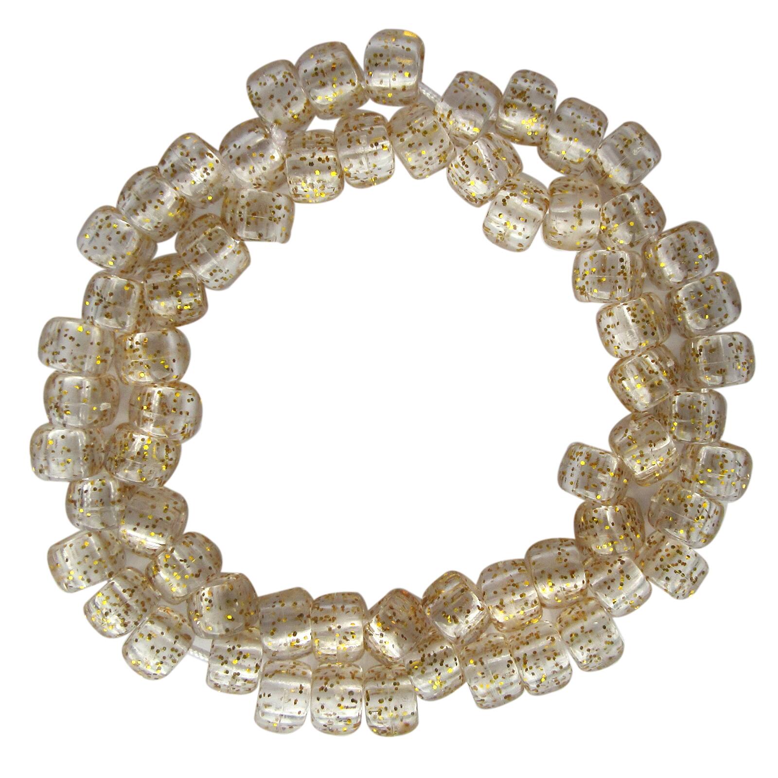 12 Packs: 580 ct. (6,960 total) Gold Glitter Pony Beads by Creatology™, 6mm x 9mm