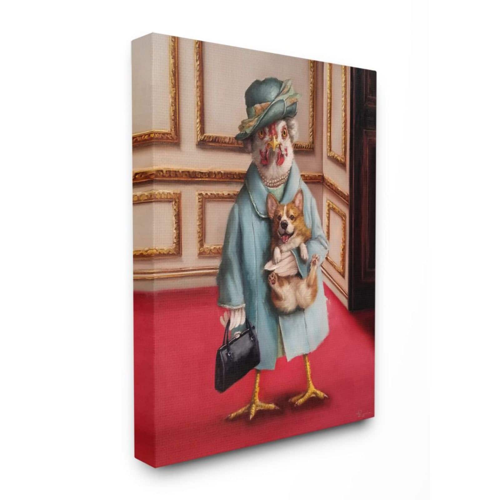 Stupell Industries Queen Chicken with Corgi Wall Accent