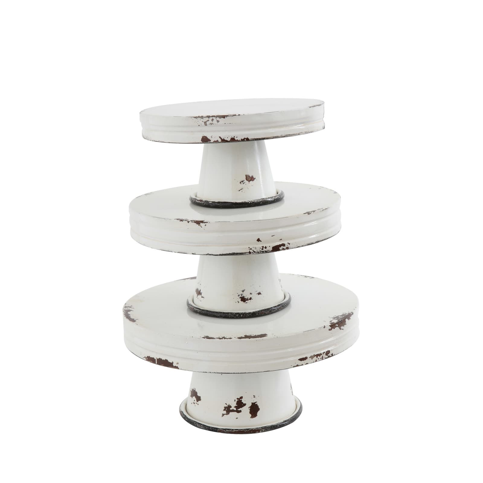 Hello Honey&#xAE; Distressed White Decorative Metal Pedestals