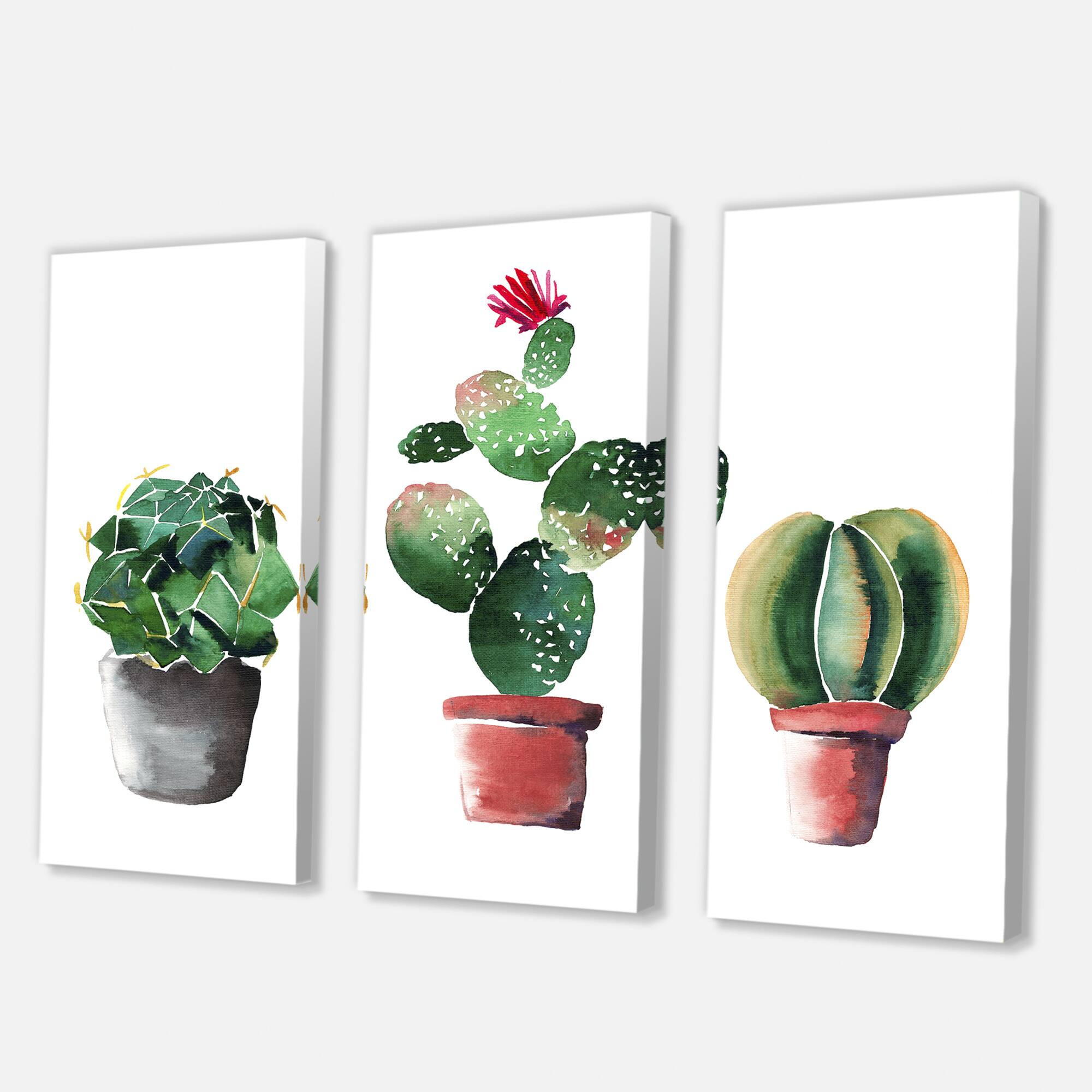 Designart - Three Cactus In Clay Pots