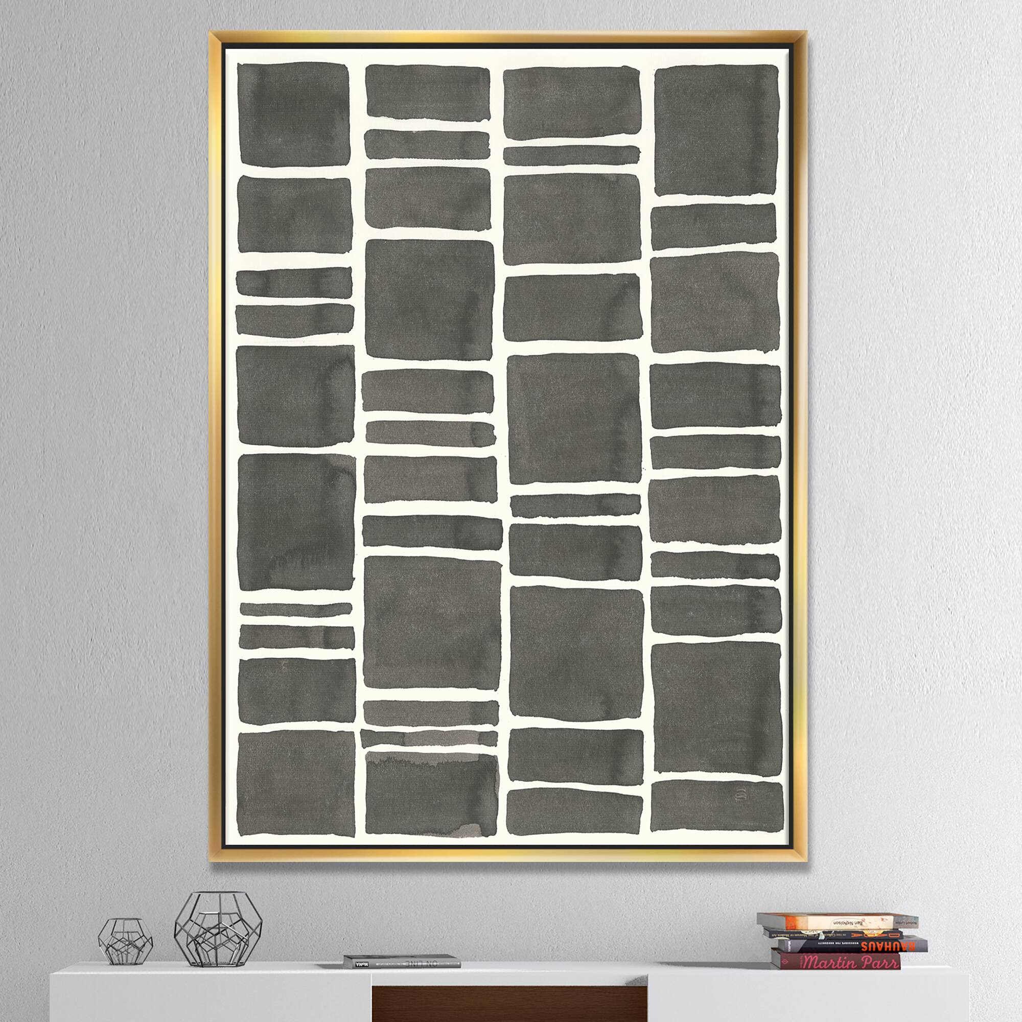 Designart - Minimalist Graphics IV - Transitional Canvas in Gold Frame