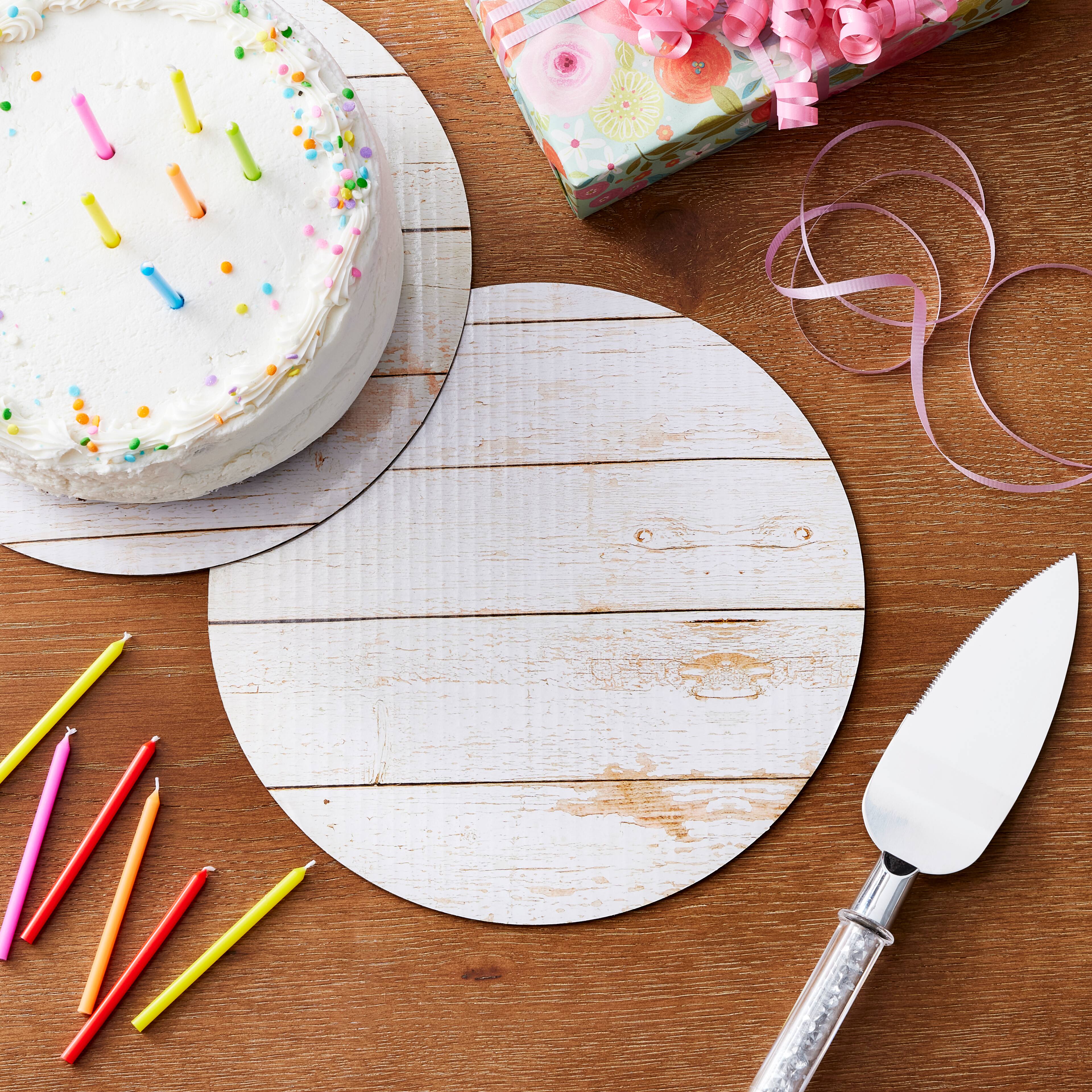 12 Packs: 3 ct. (36 total) 10" White Wood Grain Cake Boards by Makery®