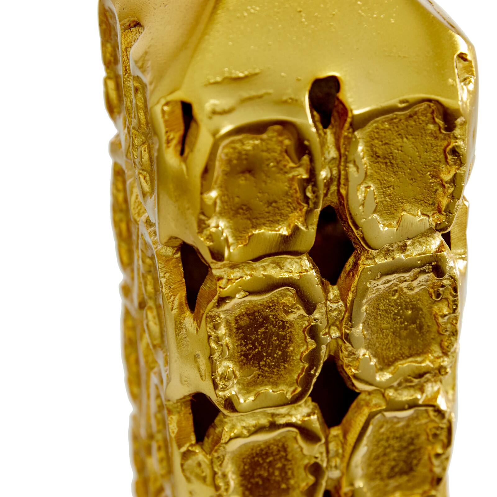 Gold Aluminum Contemporary Candle Holder Set