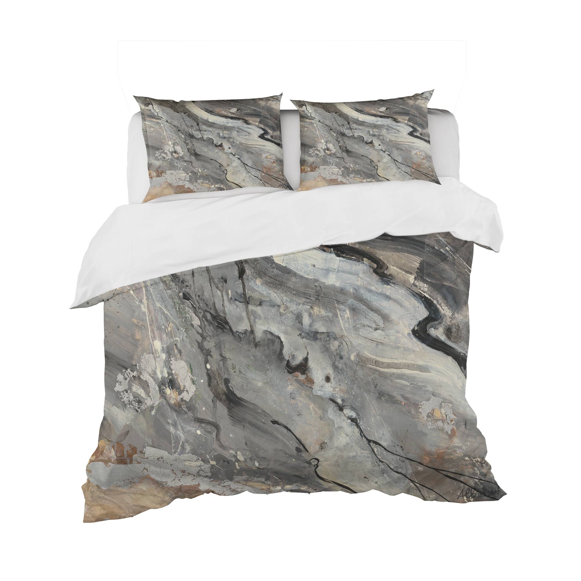 Designart &#x27;Fire and Ice Minerals V&#x27; Geometric Bedding Set - Duvet Cover &#x26; Shams