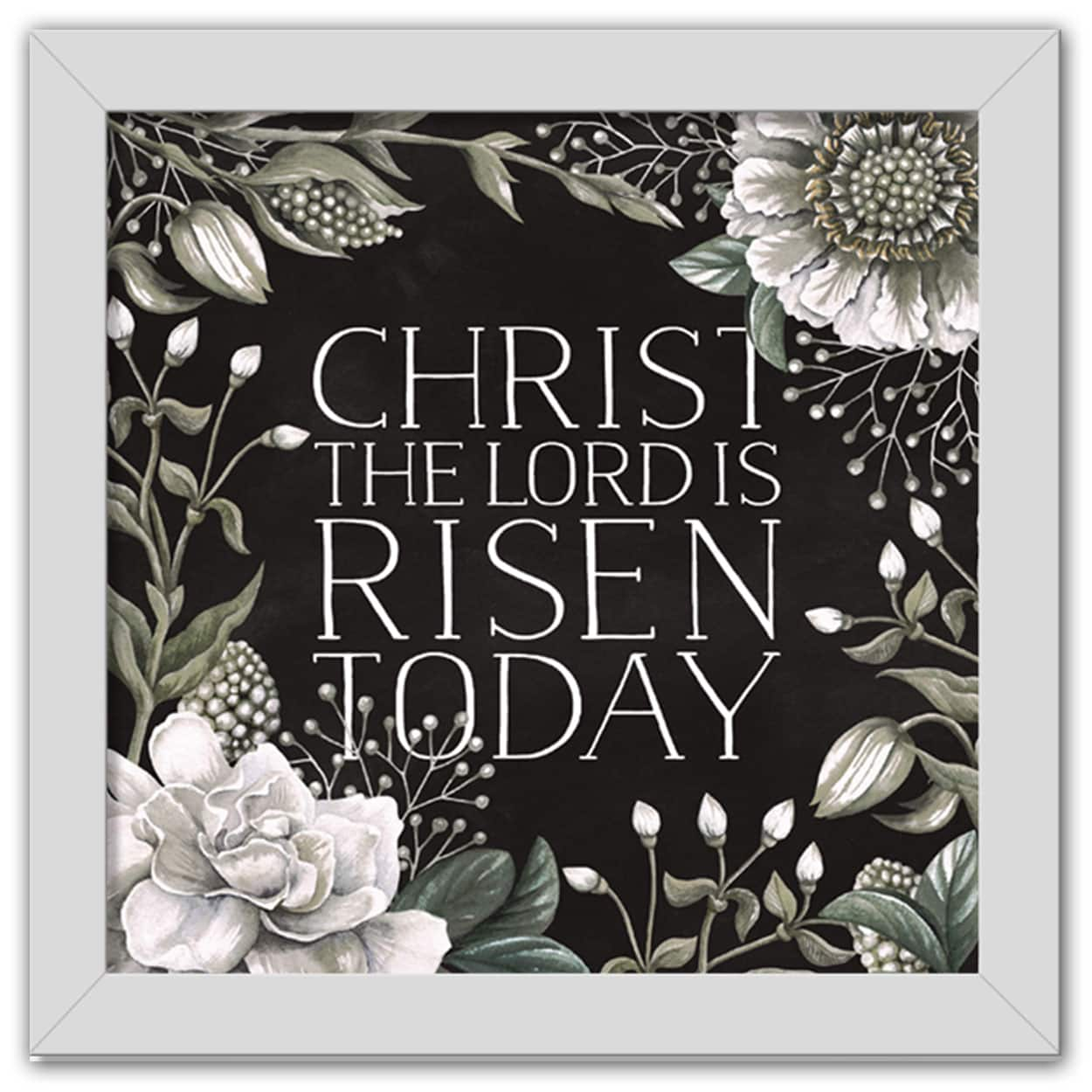 Christ Risen Today 16" x 16" White Framed Print Under Plexiglass