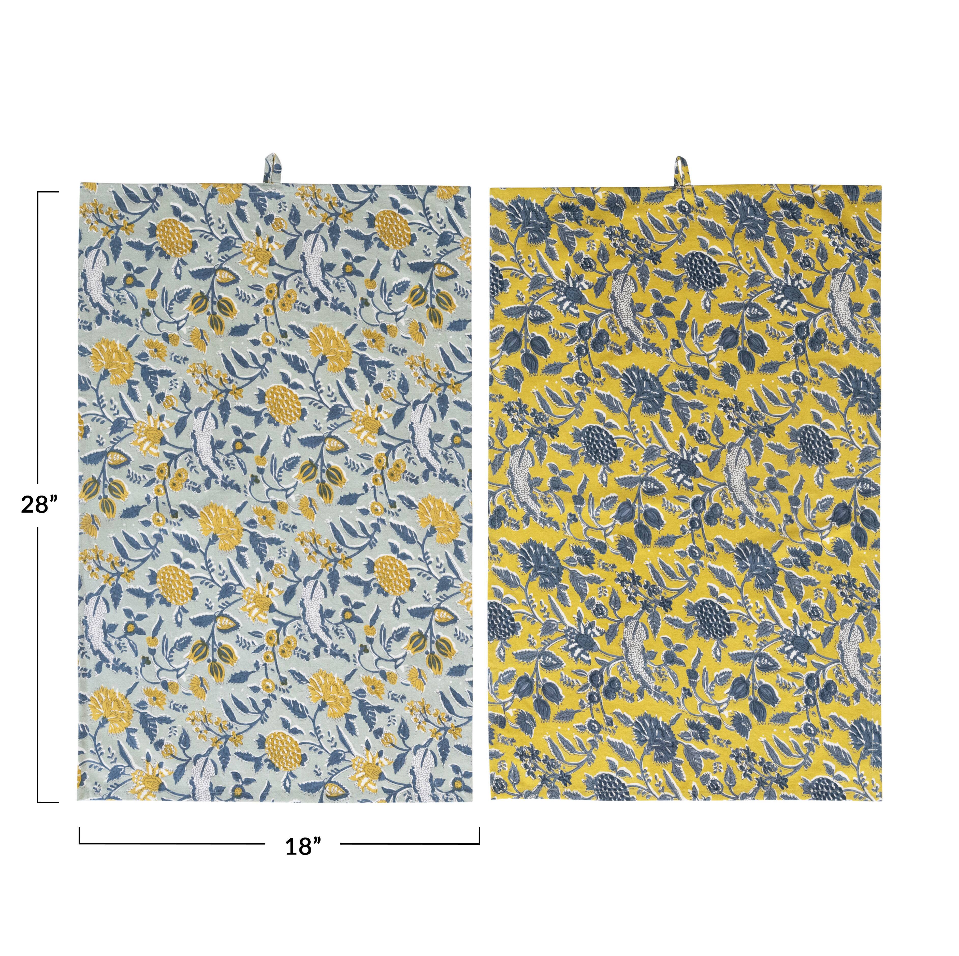 Hello Honey® Cotton Tea Towels with Floral Pattern, 2ct.