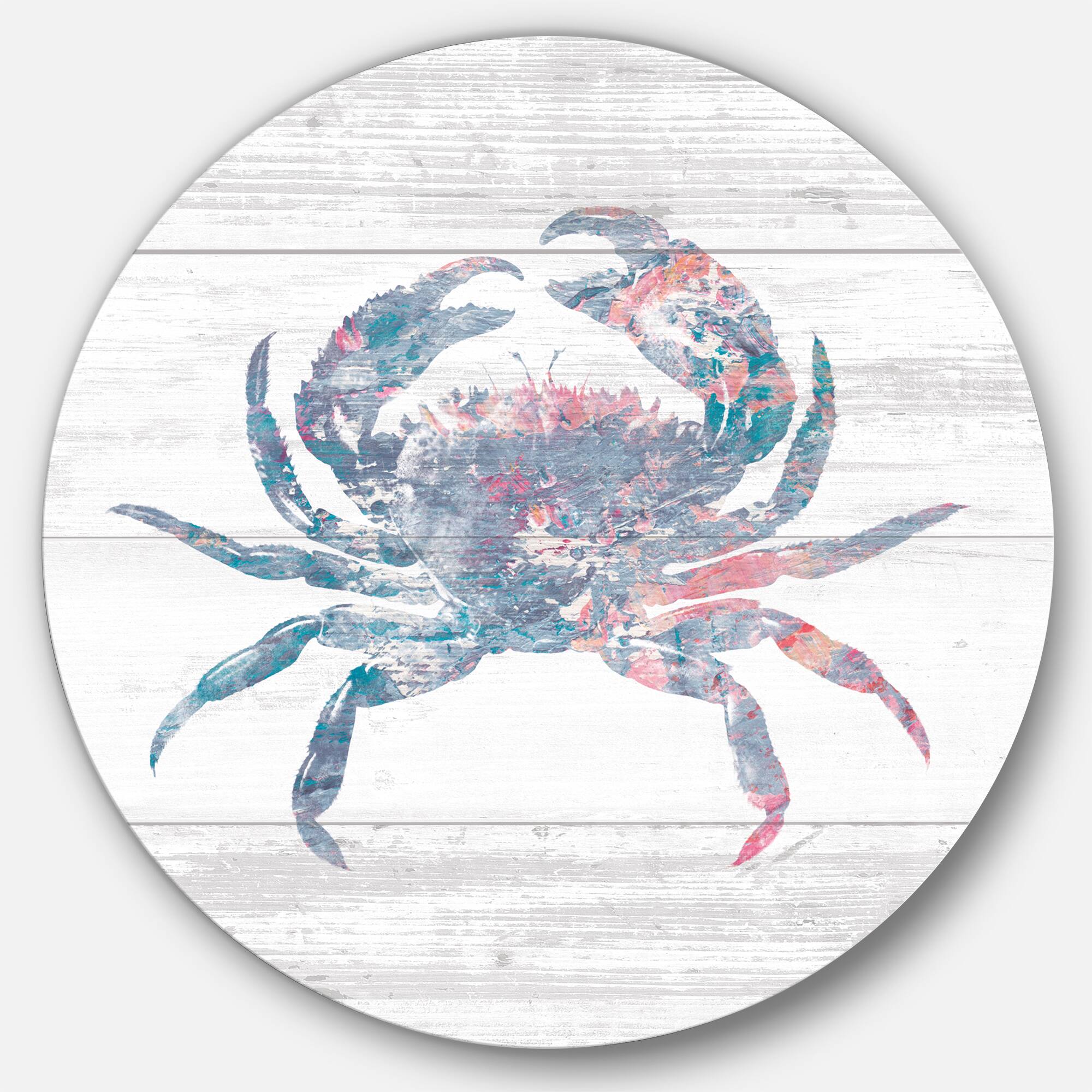 Designart - Pink Crab Ocean Life - Nautical &#x26; Coastal Metal Circle Wall Art