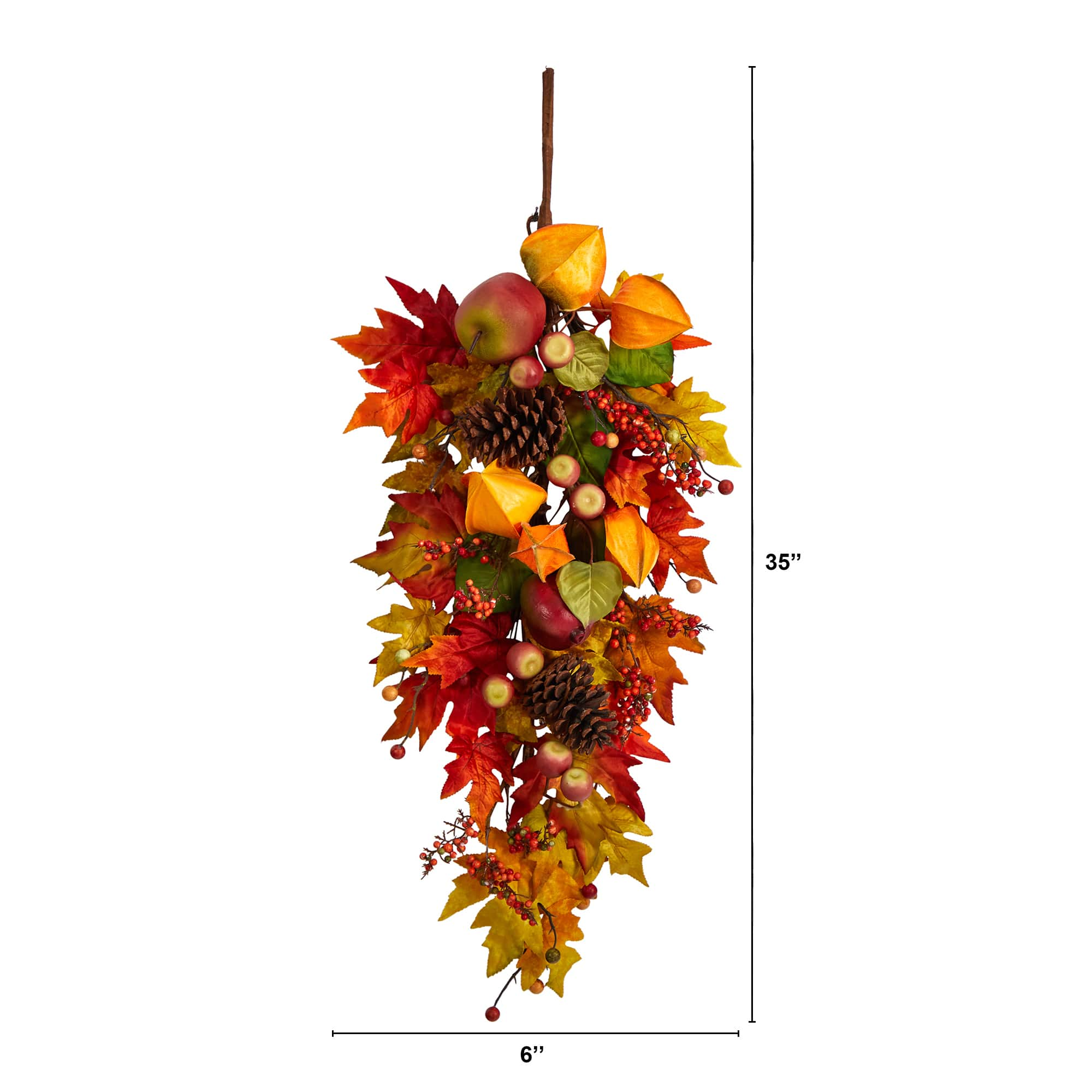 35&#x22; Maple Leaf &#x26; Berries Fall Teardrop Swag