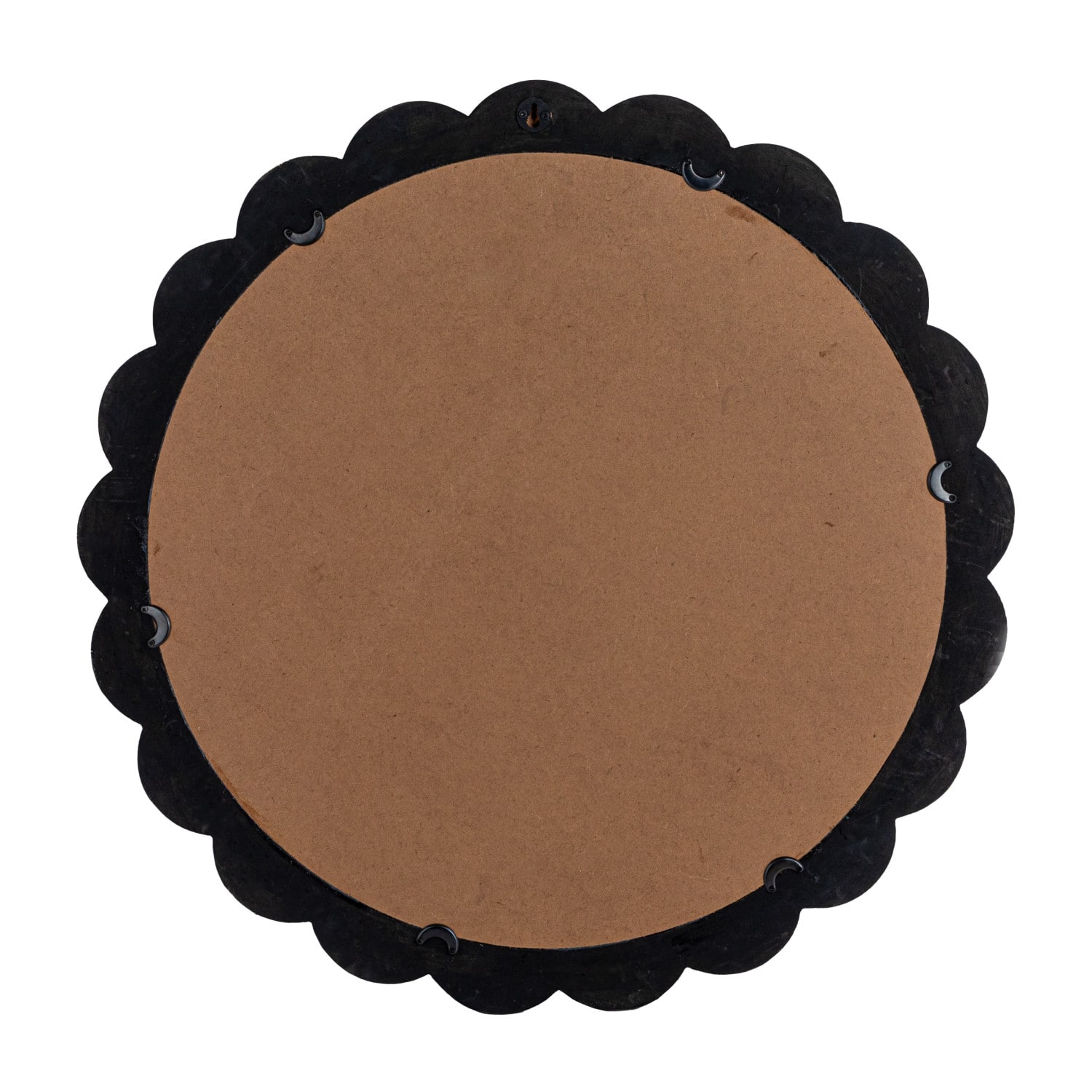 27&#x22; Black Round Scalloped Wood Wall Mirror