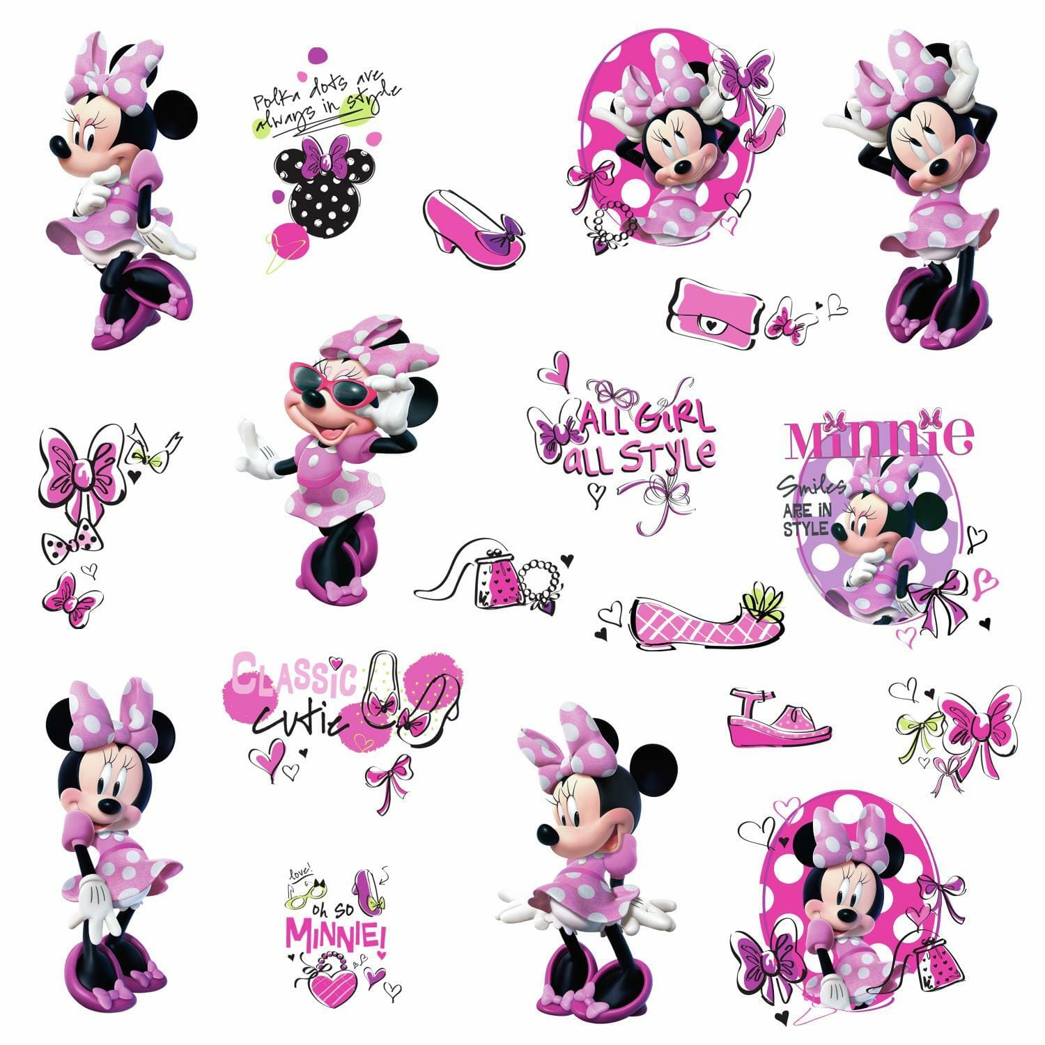 RoomMates Minnie Fashionista Peel & Stick Wall Decals