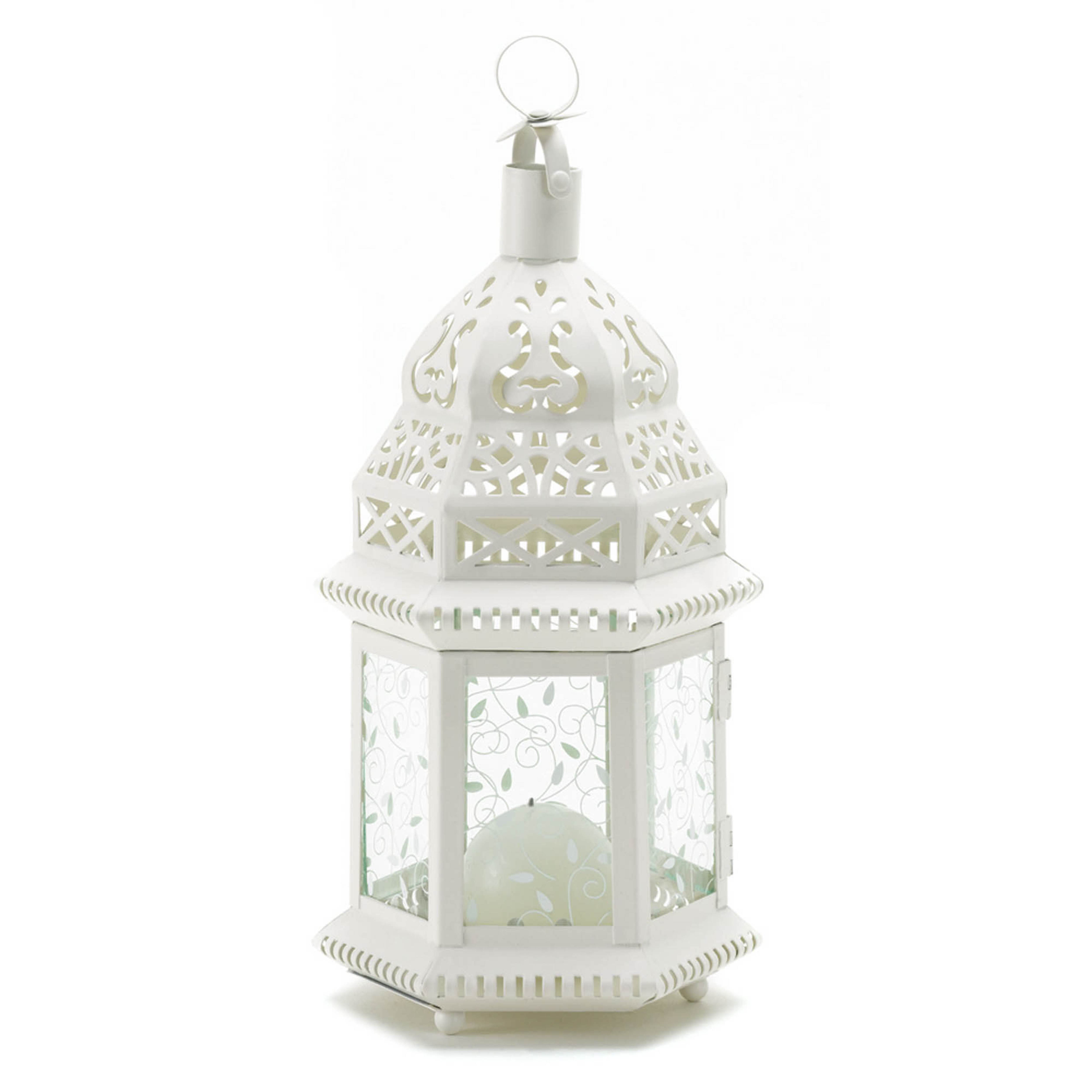 6 White Moroccan 12" whitewashed Candle holder lantern wedding table decoration 
