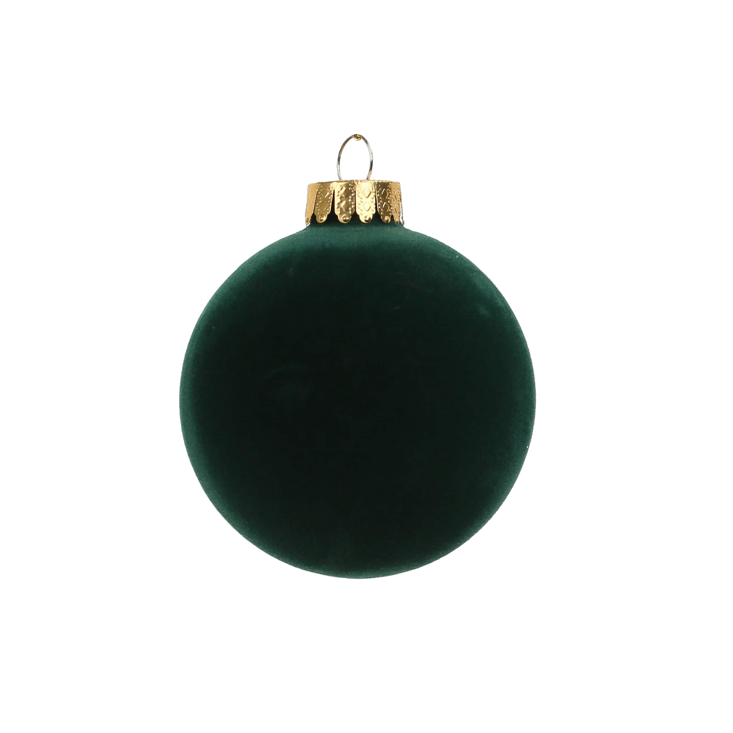 4 Pack 3.25&#x22; Dark Green Flocked Glass Ball Ornament by Ashland&#xAE;