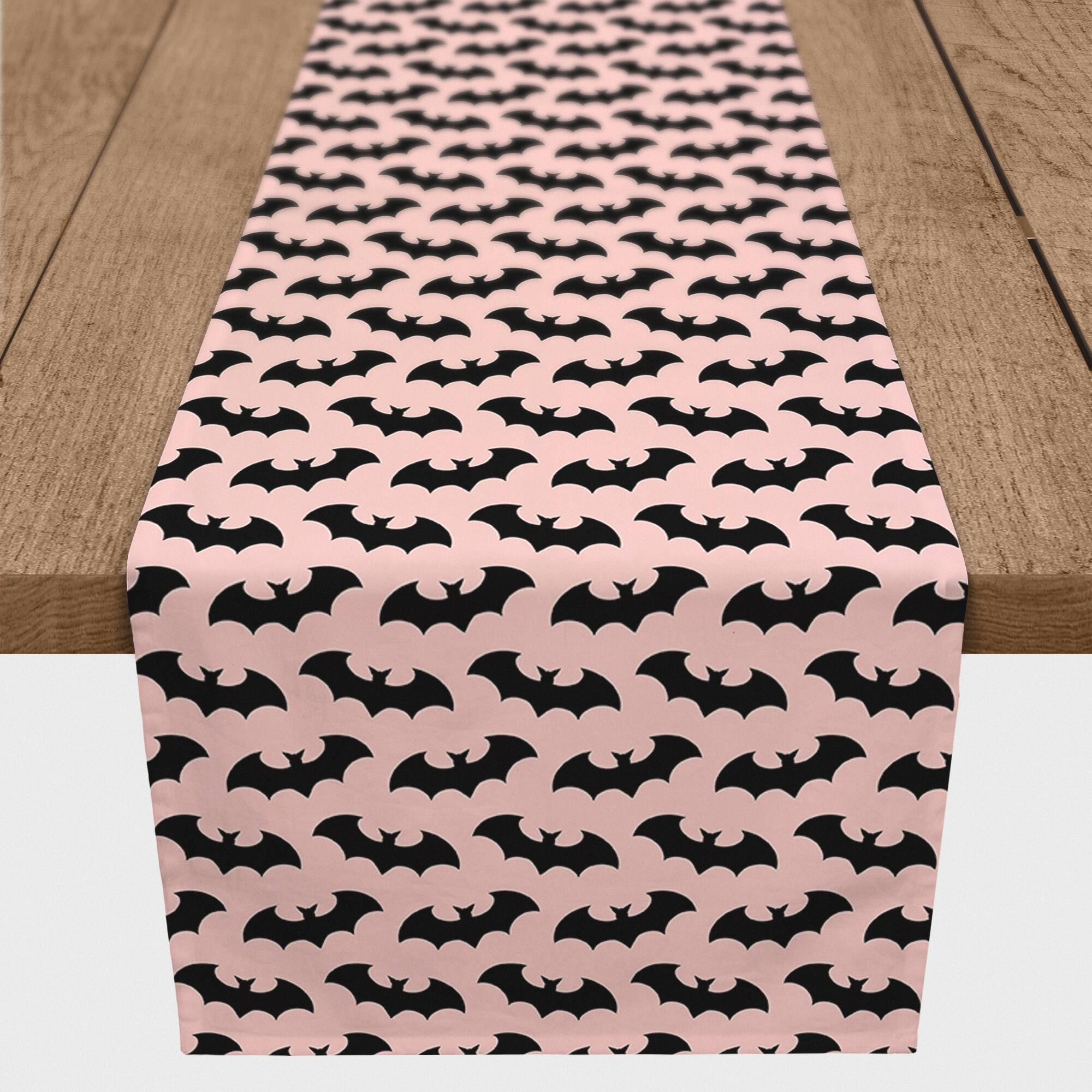 90" Bats On Pink Pattern Poly Twill Table Runner