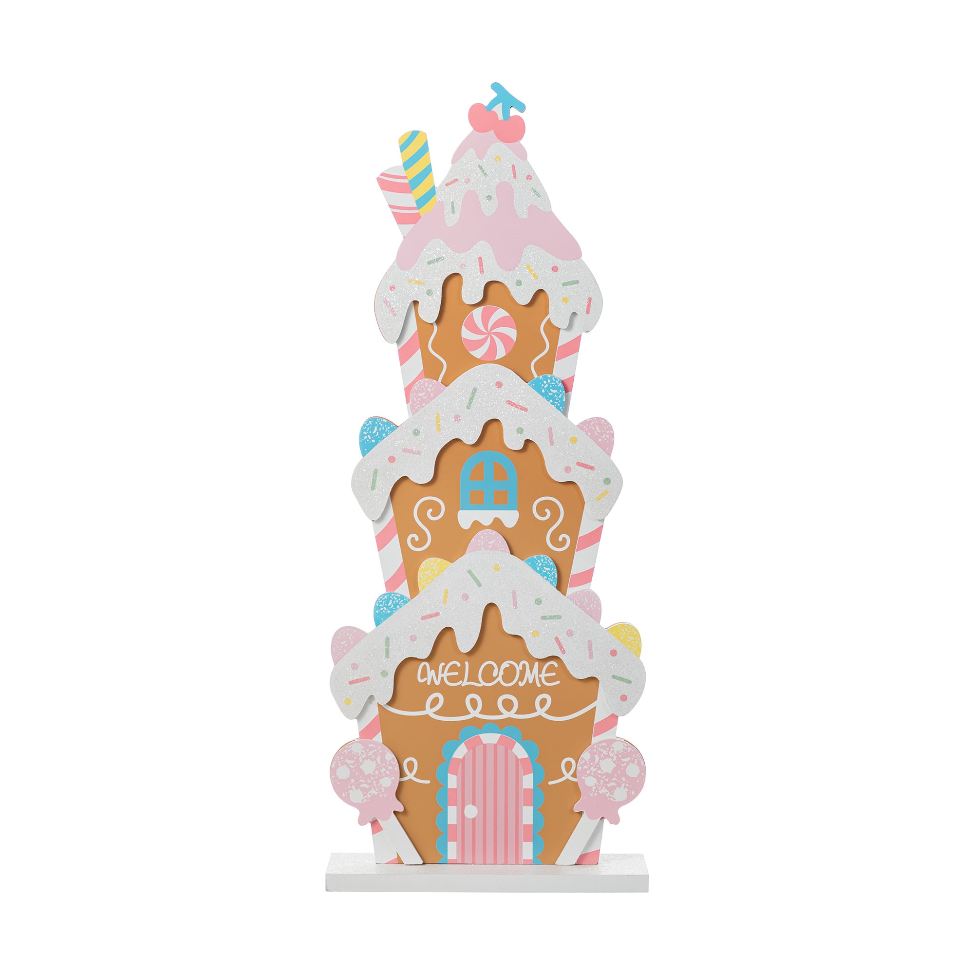 Glitzhome&#xAE; 35.25&#x22; Wooden Christmas Gingerbread House Porch Decor
