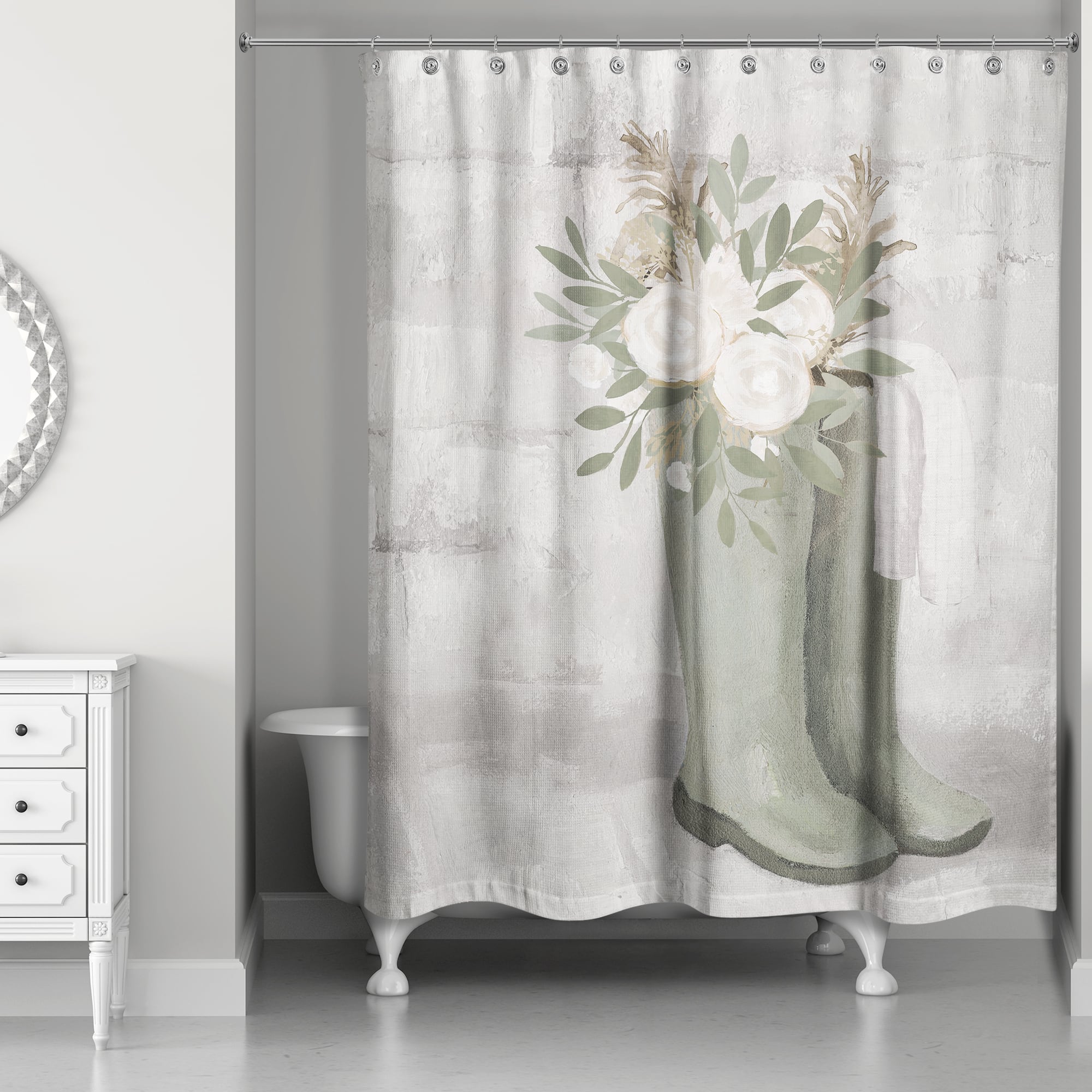 Sage Boot Florals 71" x 74" Shower Curtain