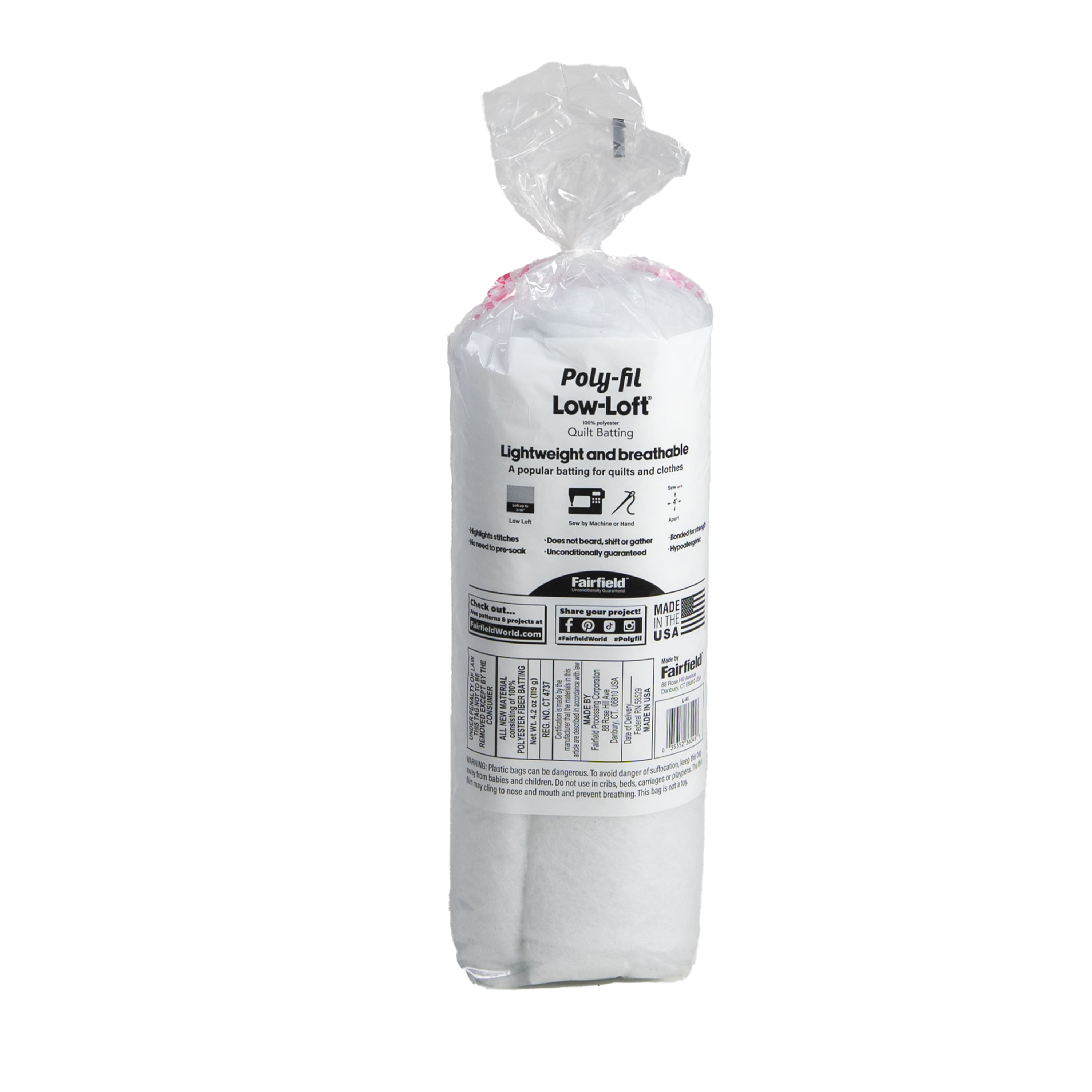 Poly-Fil Low Loft® 72" x 90" Twin Polyester Quilt Batting