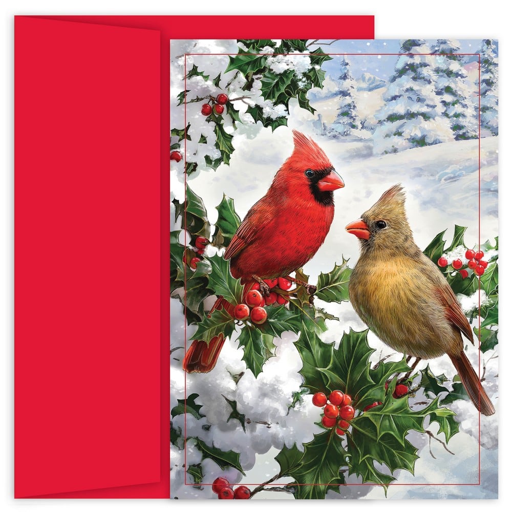 JAM Paper Cardinal Couple Christmas Cards & Envelopes Set
