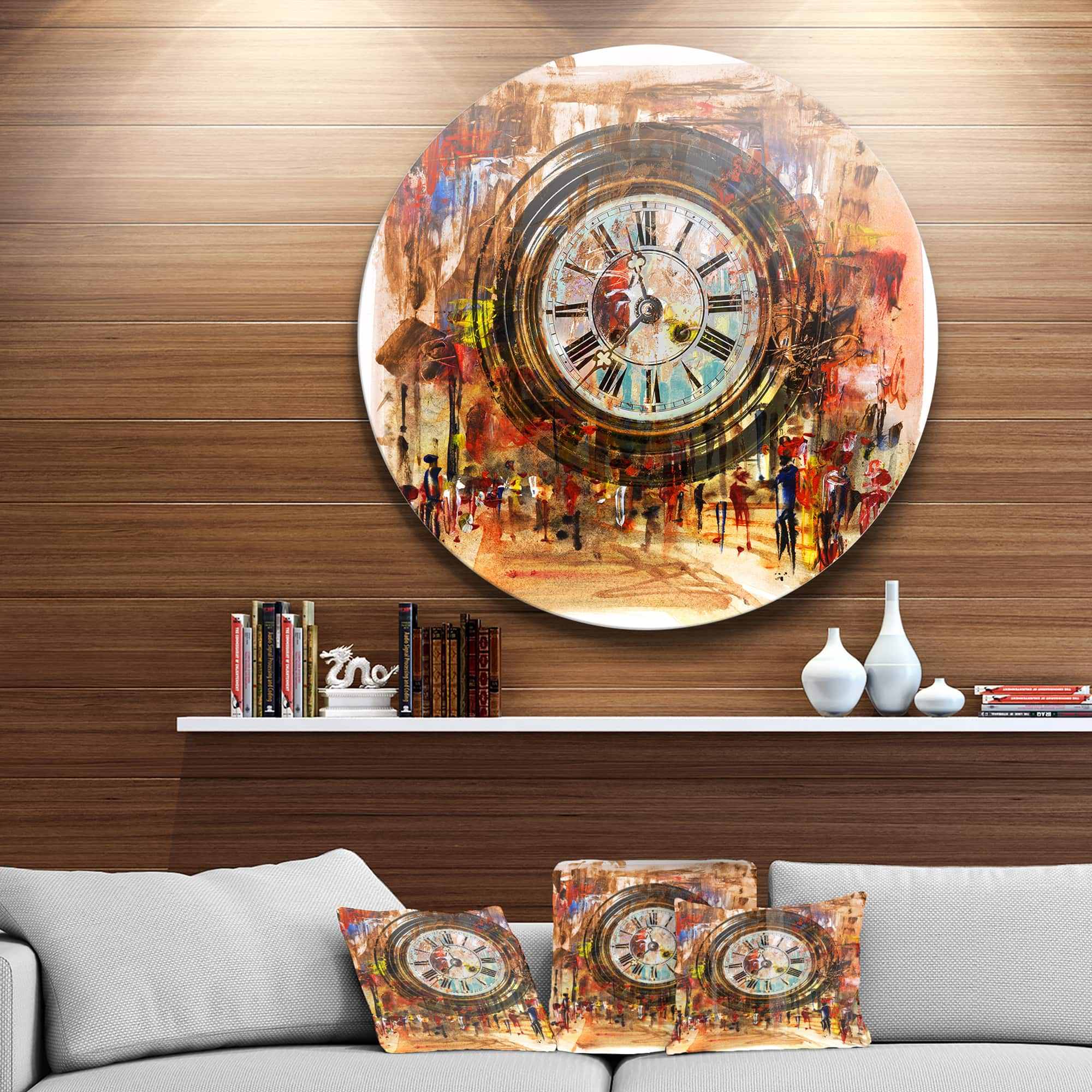 Designart - People and Time Acrylic Painting&#x27; Large Abstract Metal Artwork