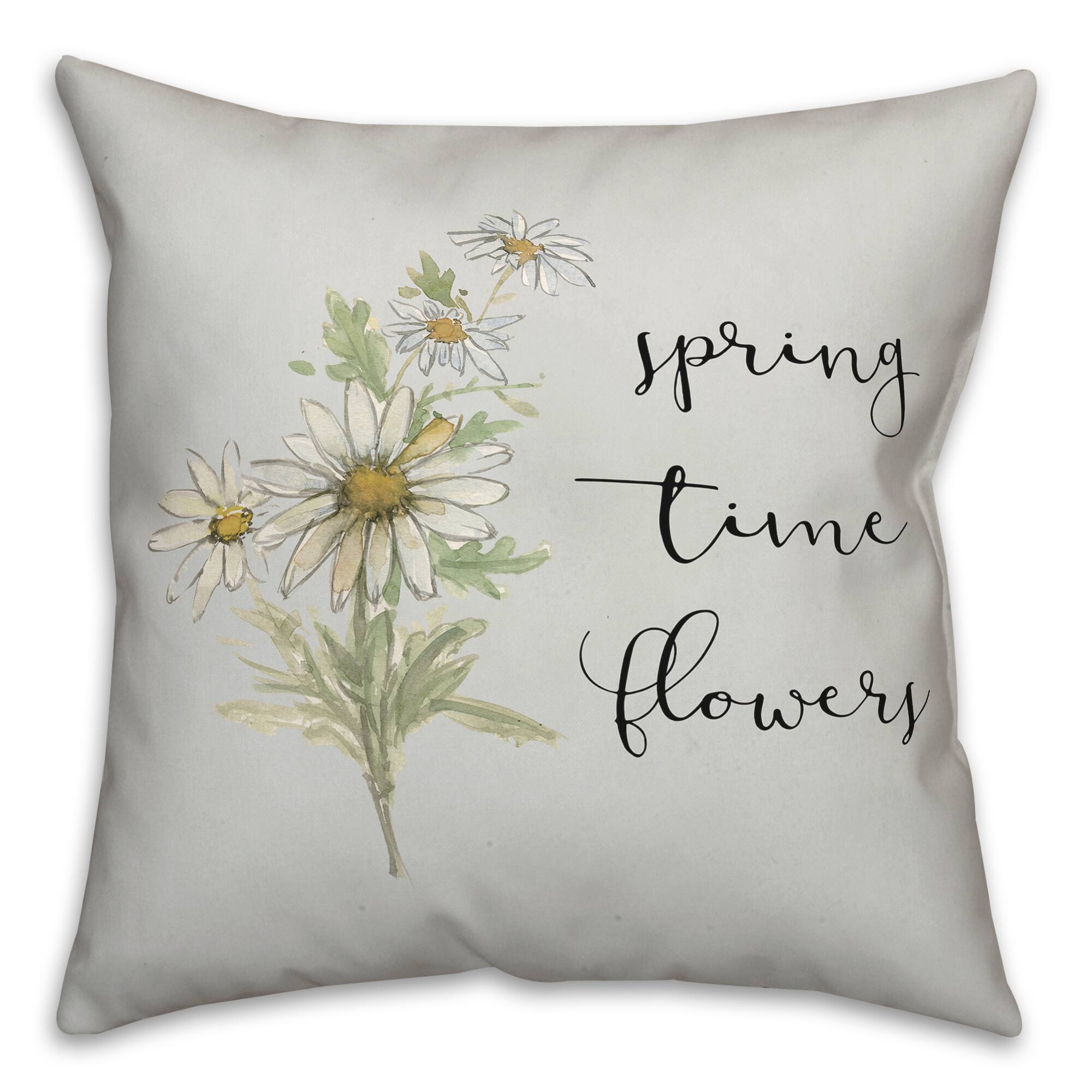 Spring Flowers 18&#x22; x 18&#x22; Throw Pillow