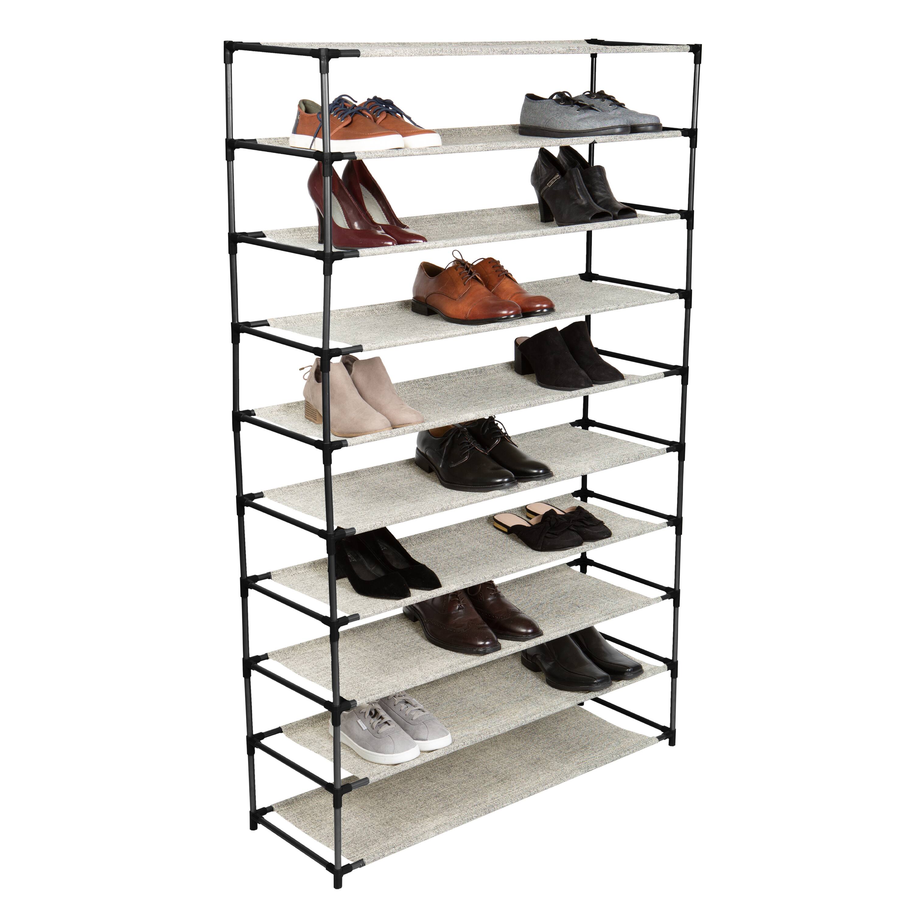 Simplify Black 10-Tier 50 Pair Shoe Rack