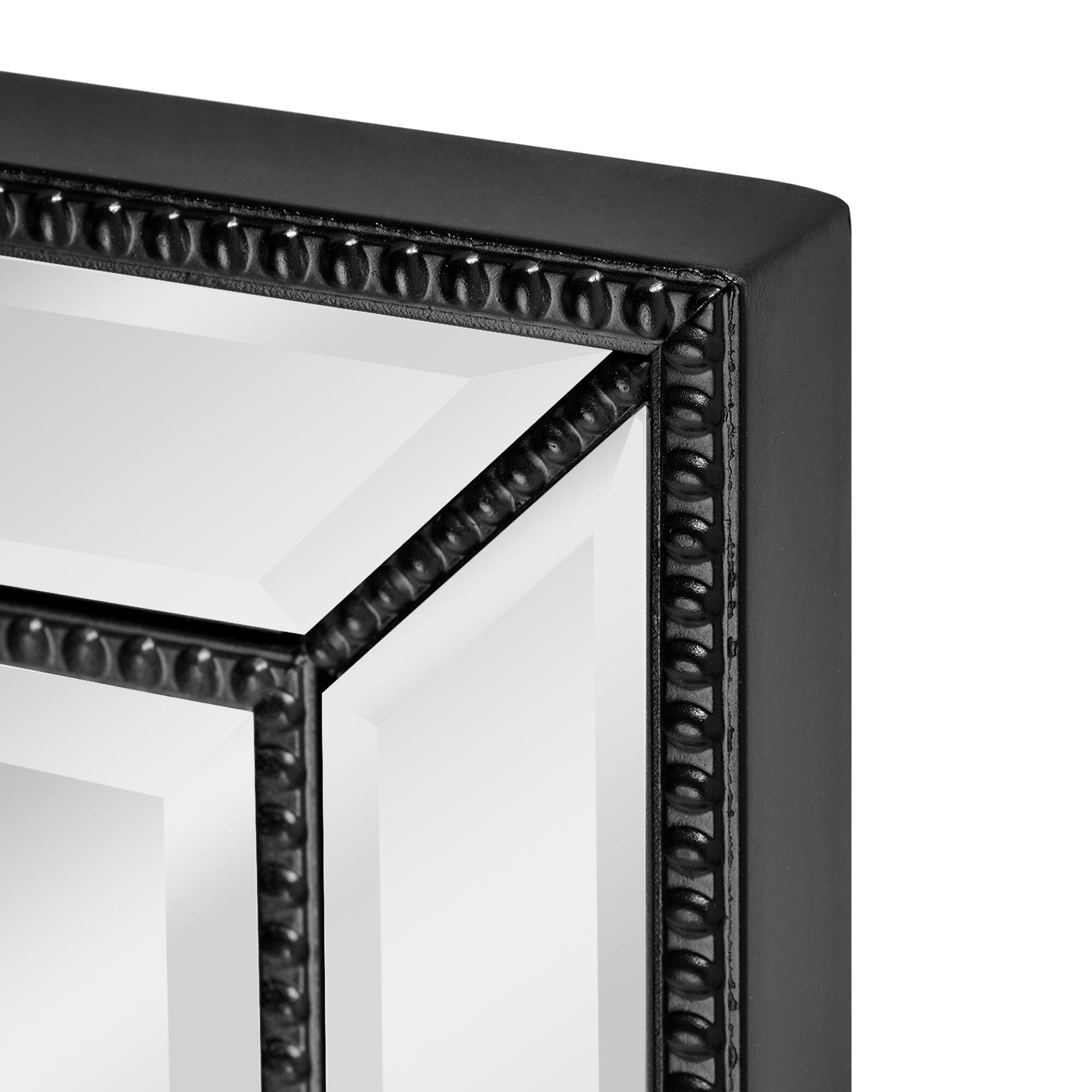 Head West Black Metro Beaded Glass Framed Vanity Mirror - 32" x 20"