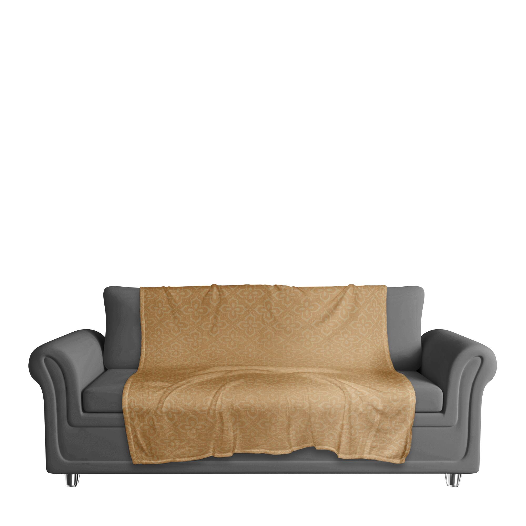 Yellow Medallion Pattern Coral Fleece Blanket
