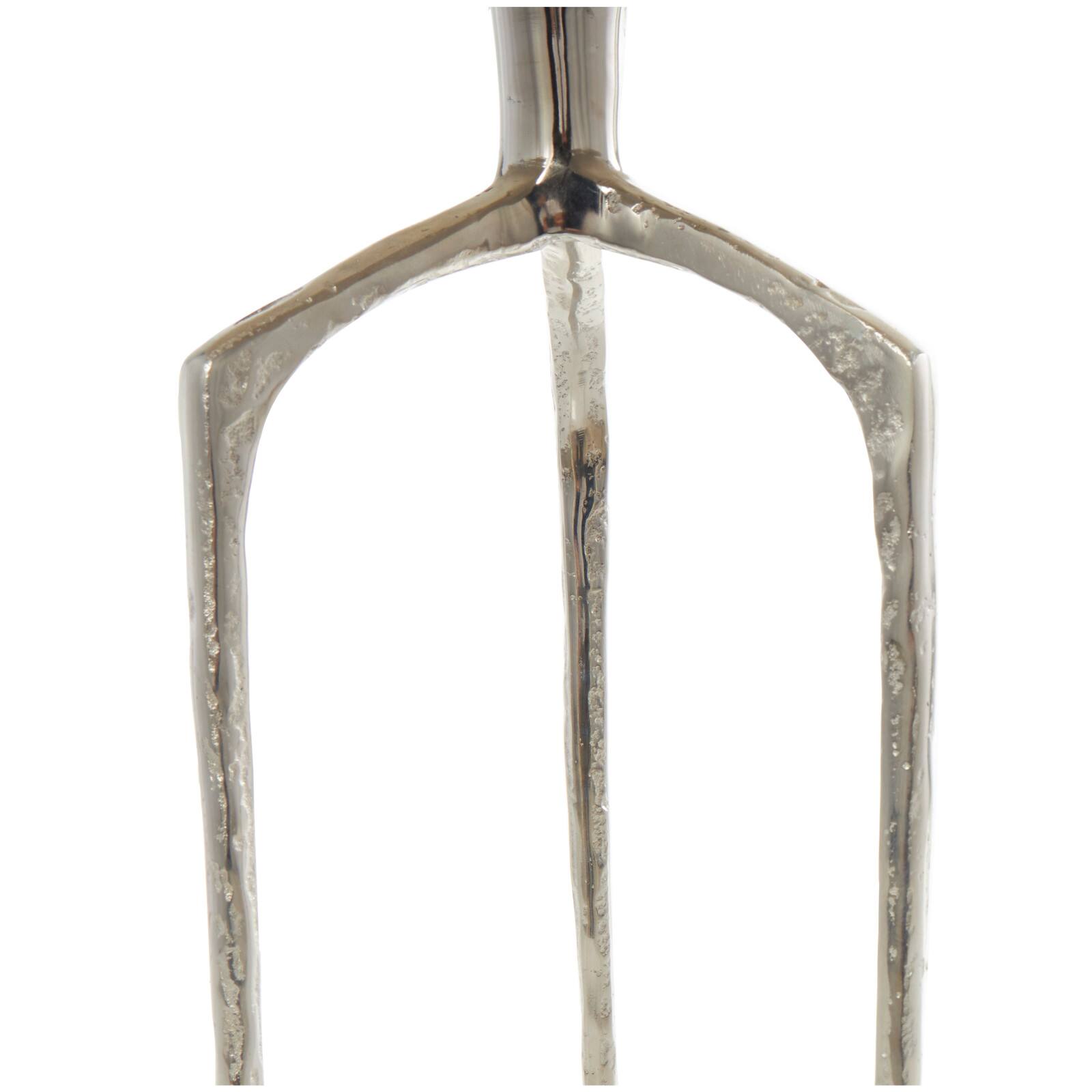 Silver Aluminum Geometric Slim Textured Accent Table