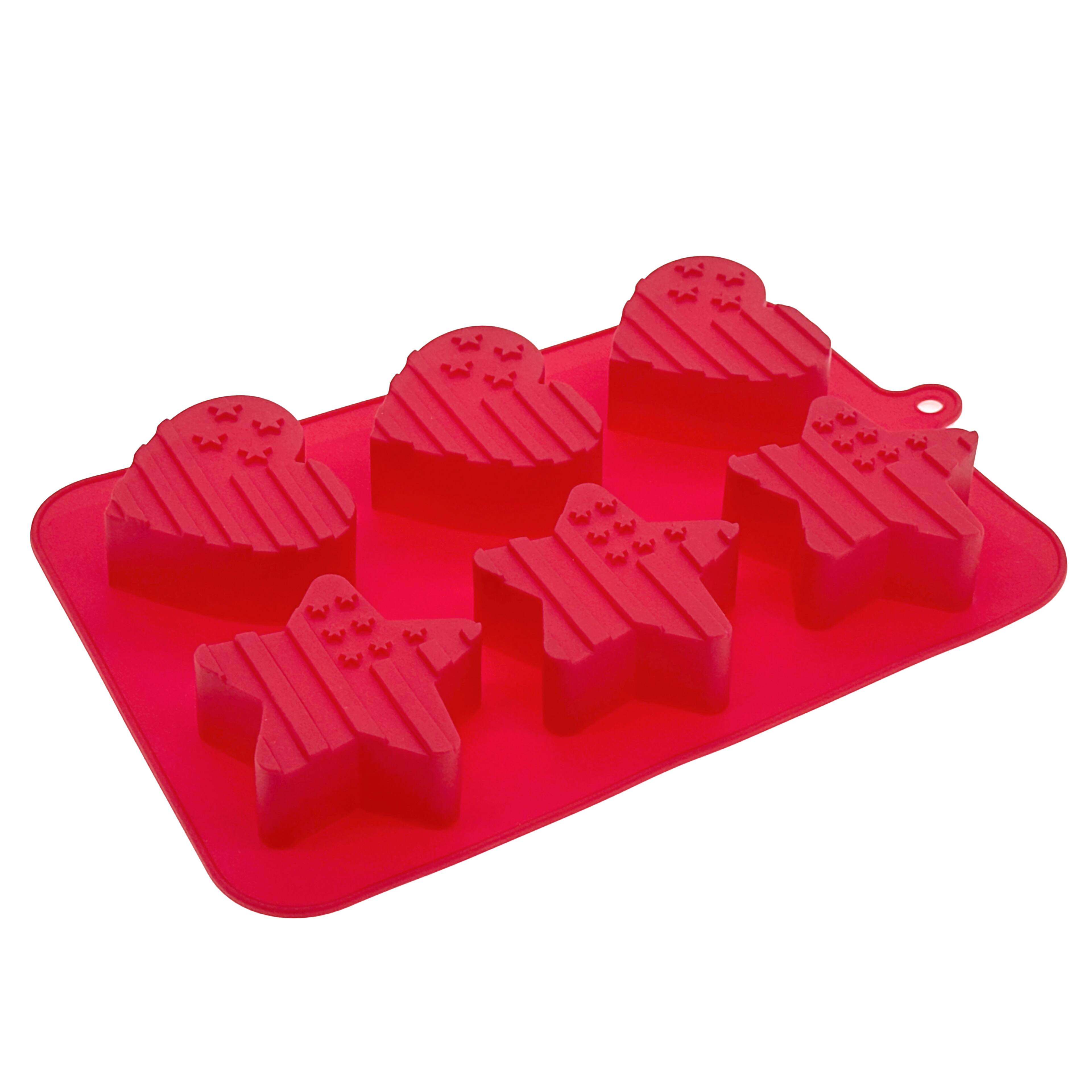 Red, White & Blue Flag Heart & Star Silicone Treat Mold by Celebrate It®