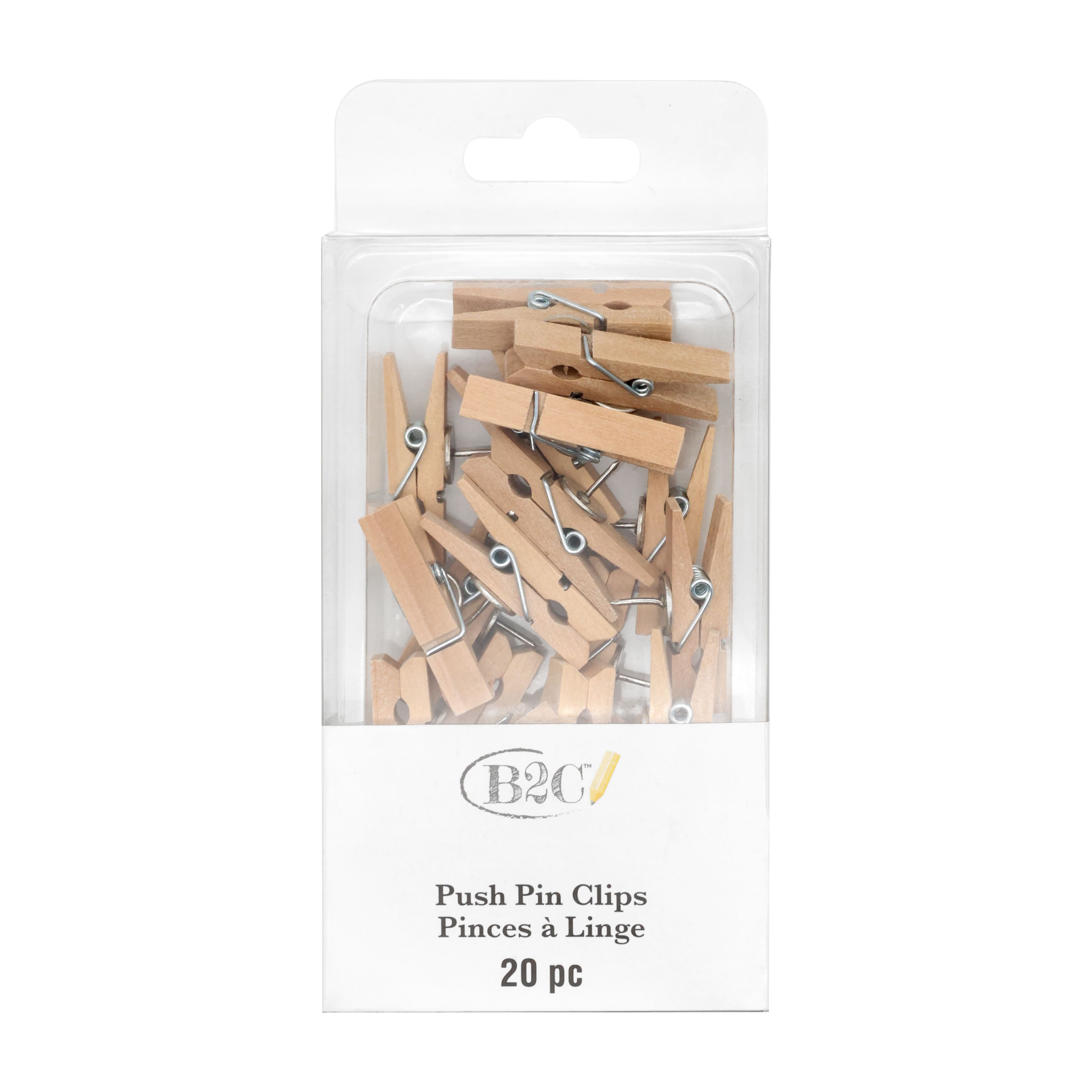 Wood Push Pin Clips, 20ct. by B2C&#x2122;