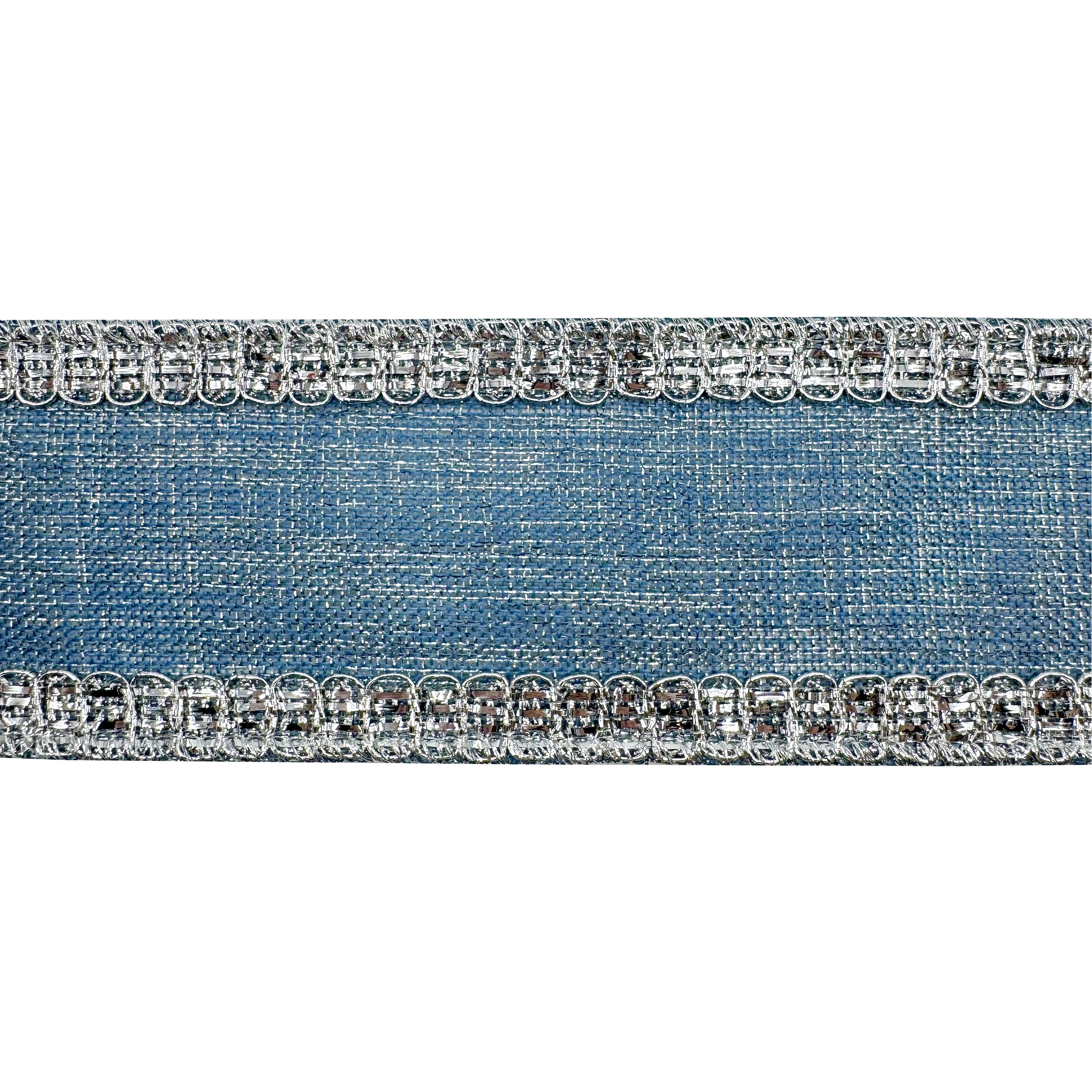 2.5&#x22; x 25ft. Blue &#x26; Silver Wired Faux Linen Jumbo Ribbon by Celebrate It&#xAE;