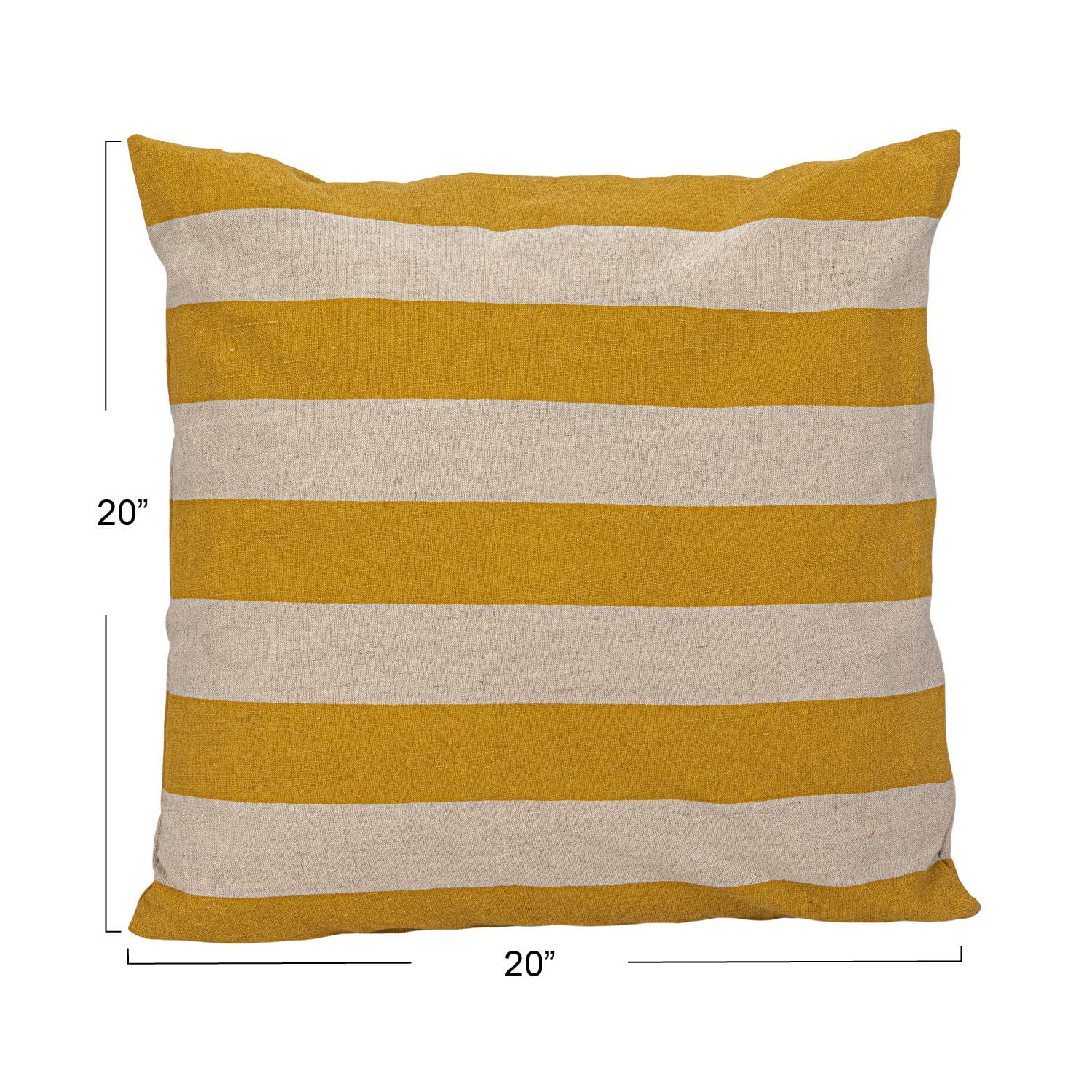 Hello Honey&#xAE; 20&#x22; Yellow &#x26; Natural Cotton &#x26; Linen Striped Pillow