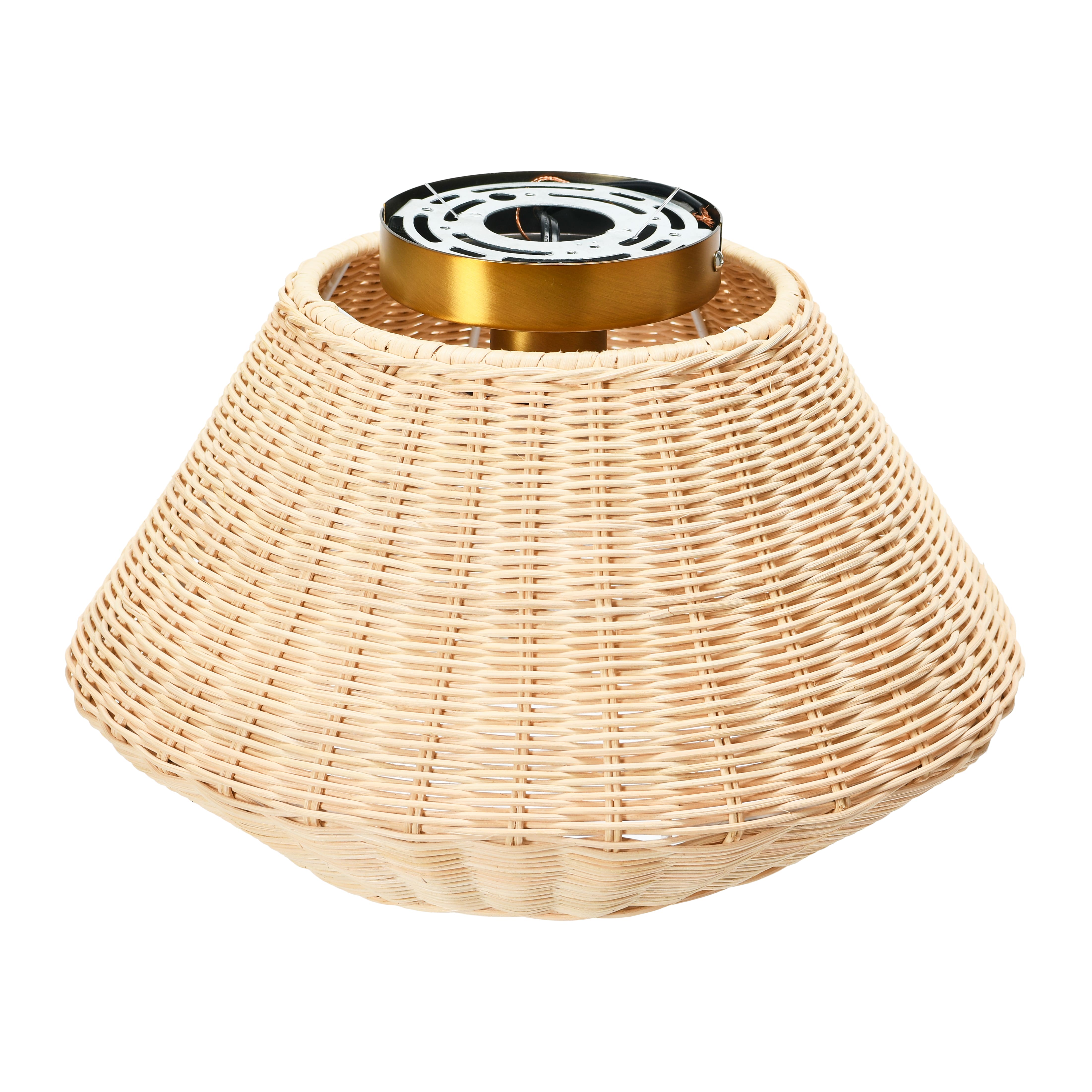 13.8&#x22; Coastal Ceiling Lamp with Rattan Shade and Iron Base