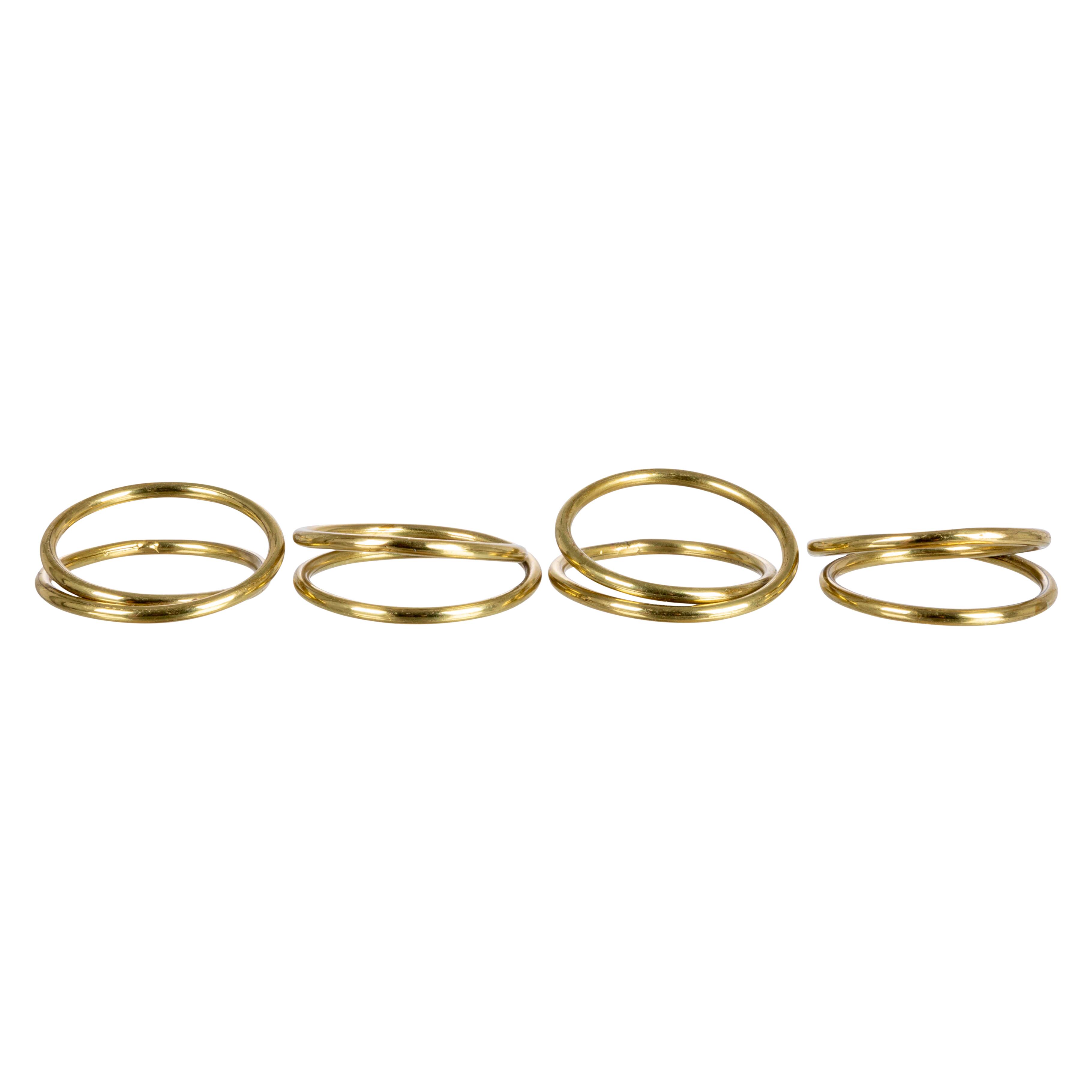 Hello Honey&#xAE; Modern Round Brass Napkin Rings with Leather Tie Set