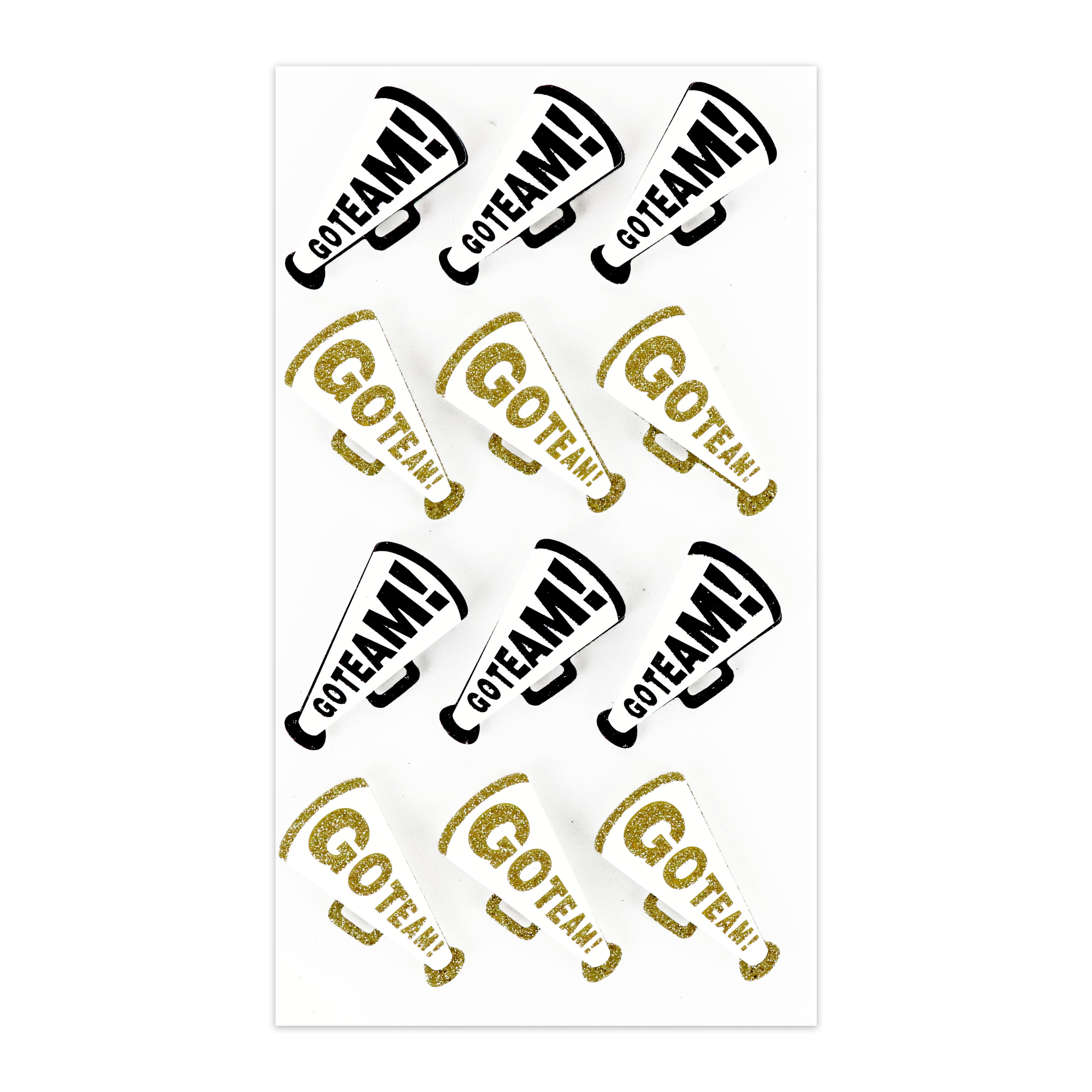 Black &#x26; Gold Go Team! Megaphone Dimensional Stickers by Recollections&#x2122;